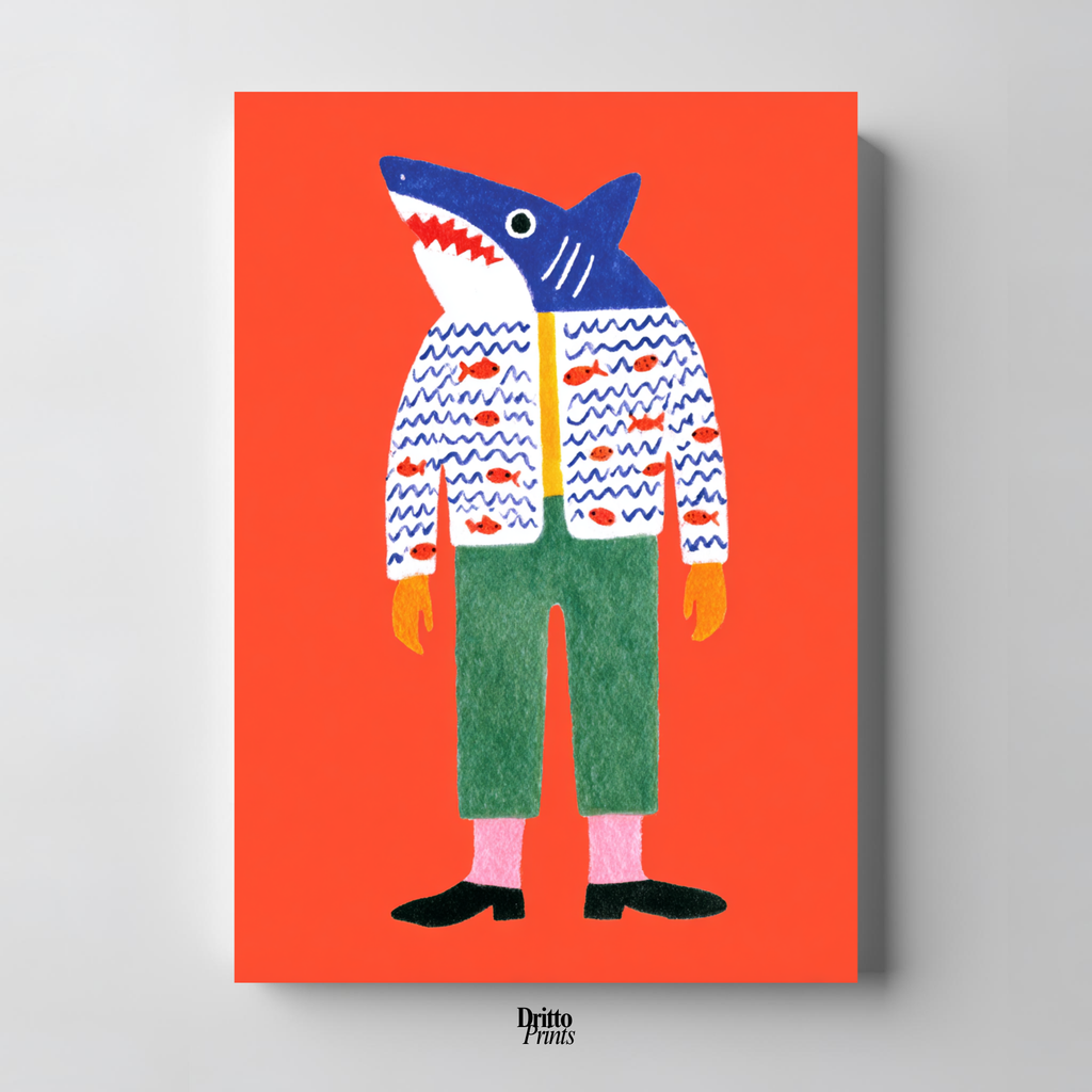 (PD33) Cyber Predator – High-Tech Shark Mask Poster