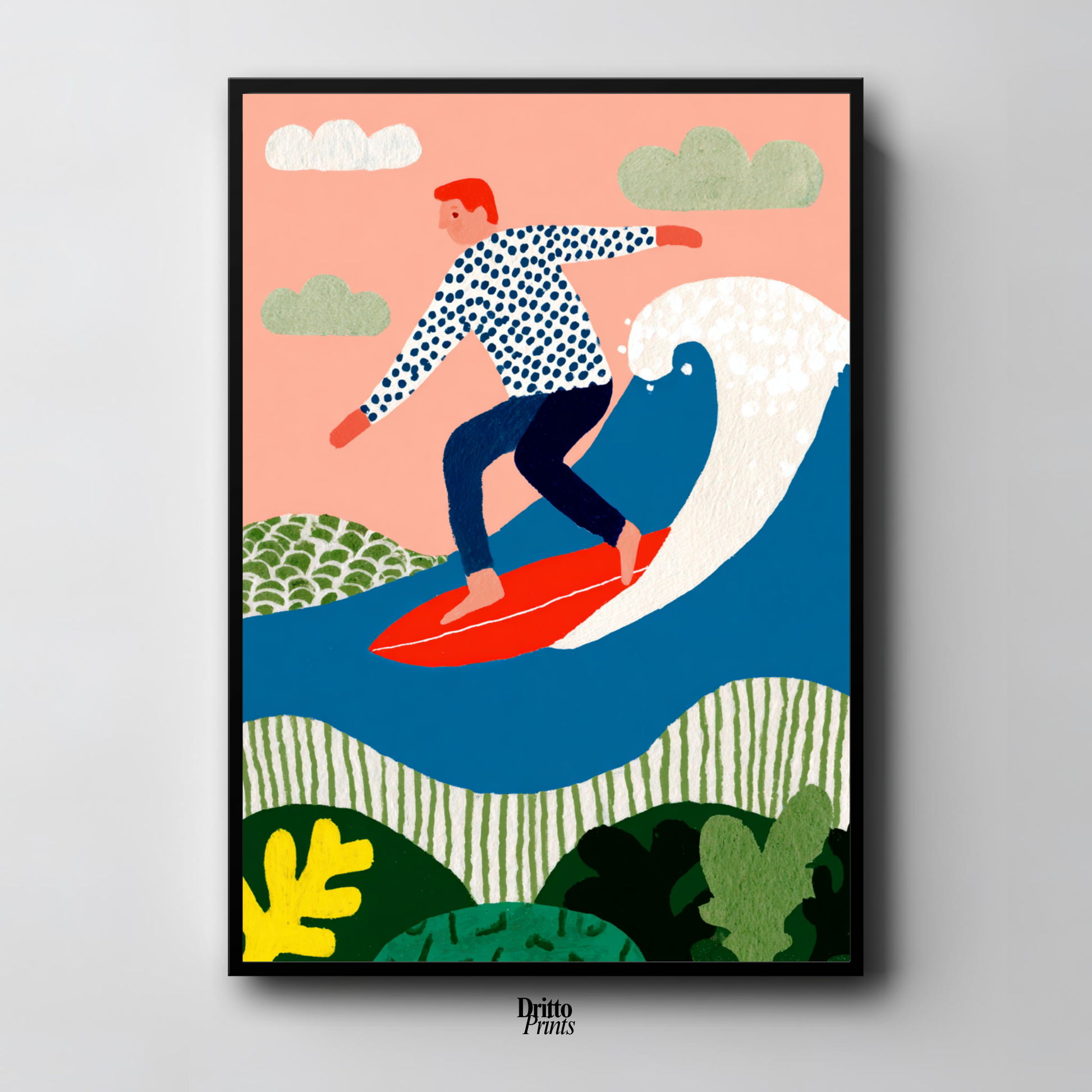(FD39) Big Wave Ride – Framed matte paper poster
