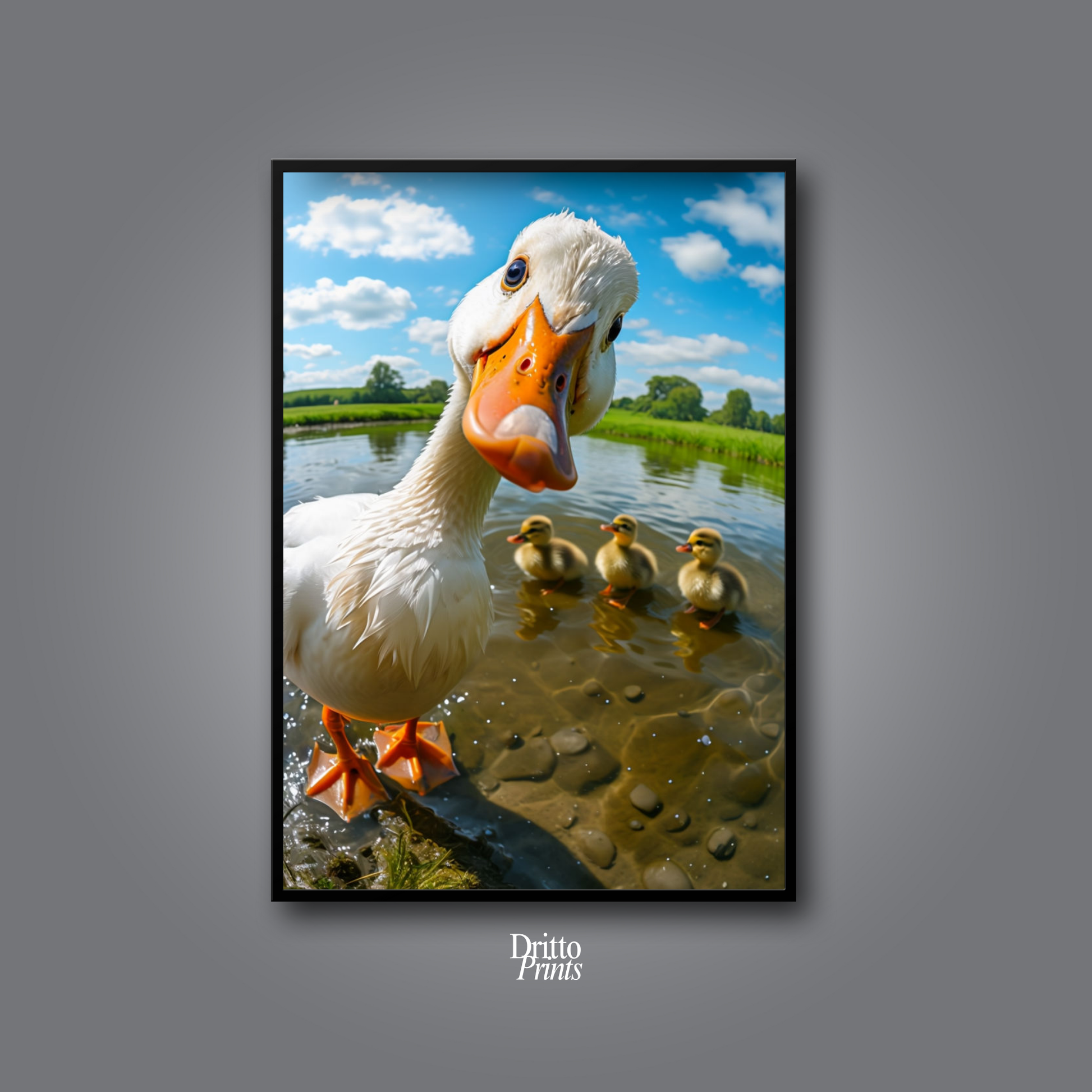 (FD15) Duck, Duck... Hello! - Framed matte paper poster