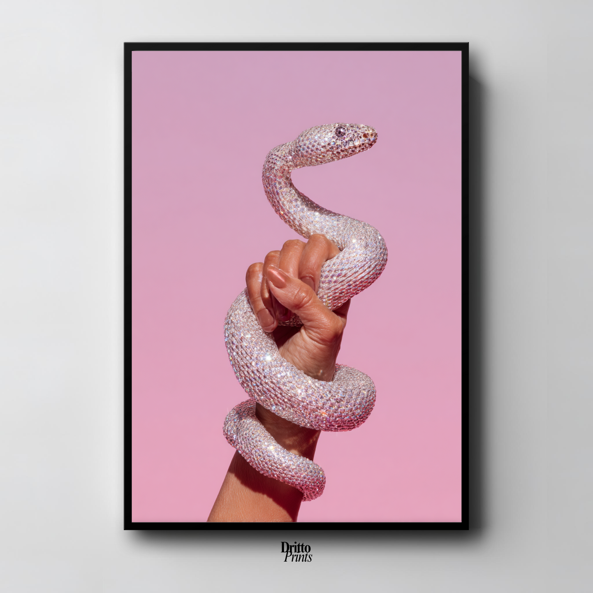 (FD31) Diamond Serpent in Her Hand - Framed matte paper poster