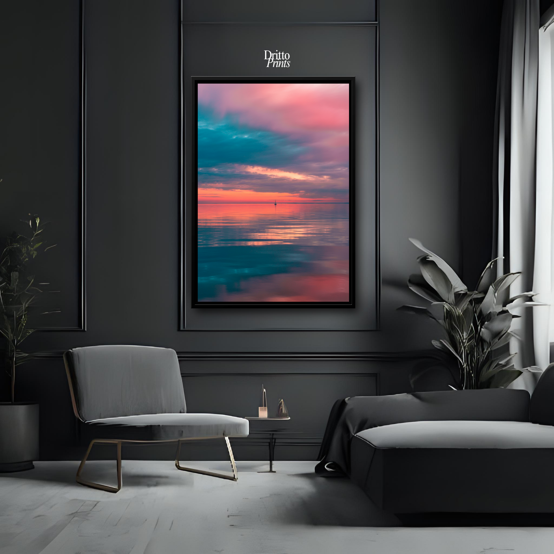 (CF4) Tranquil Neon Dawn - Framed canvas