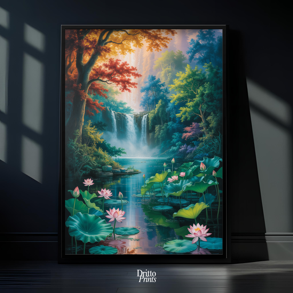 (FD26) Dream of the Lotus Falls - Framed matte paper poster