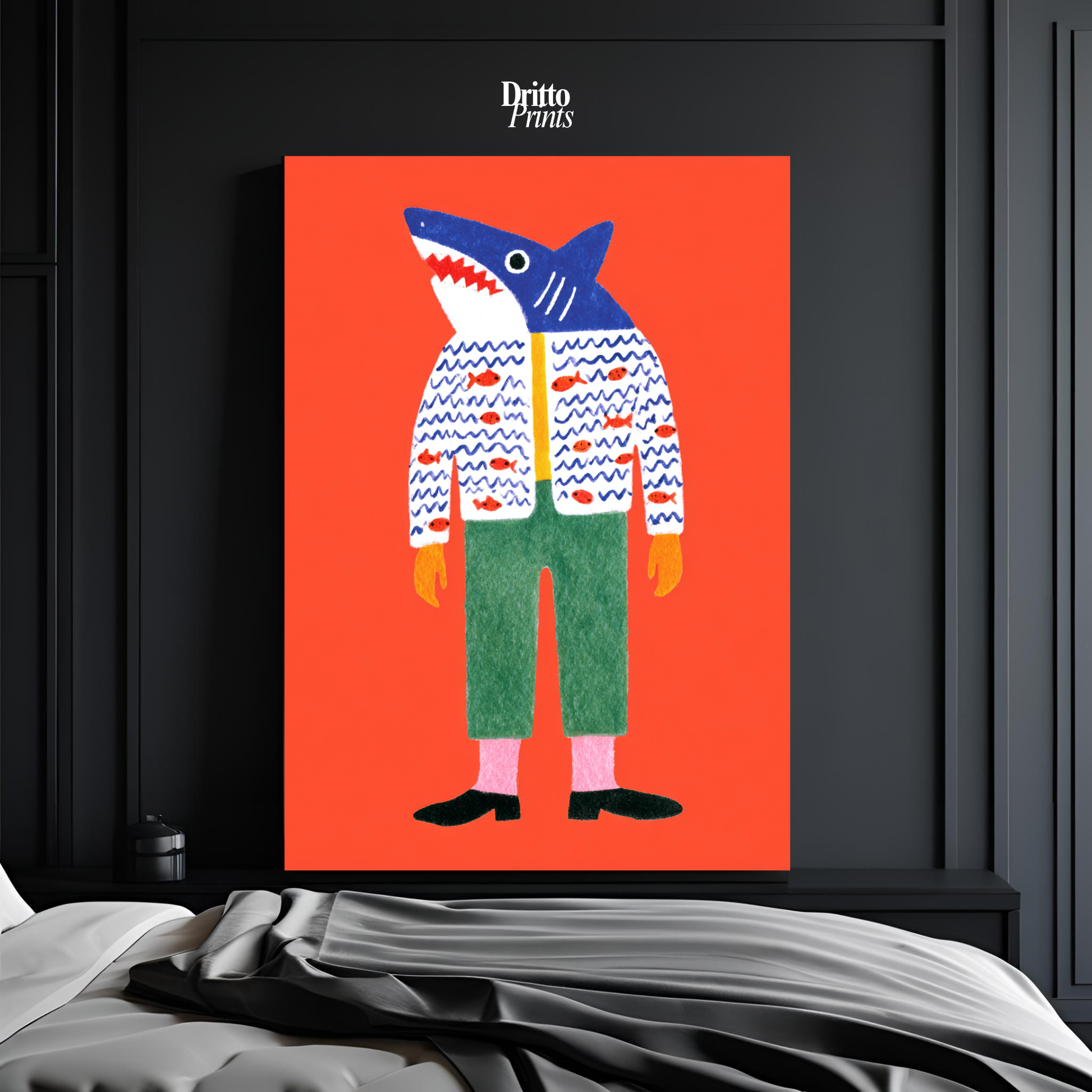 (PD33) Cyber Predator – High-Tech Shark Mask Poster