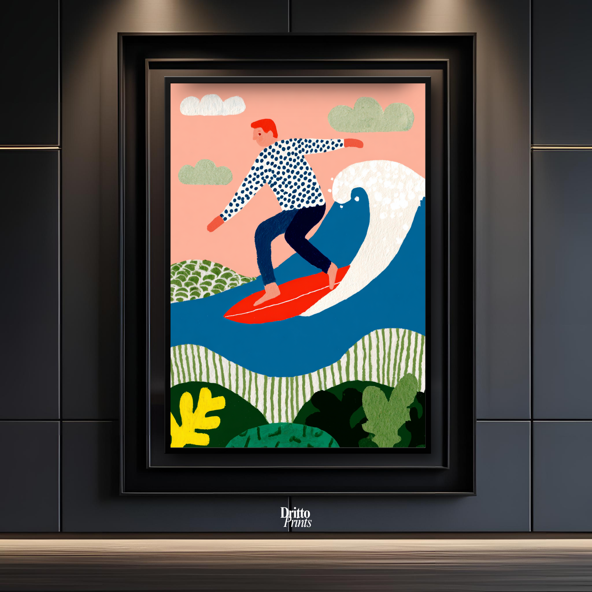 (FD39) Big Wave Ride – Framed matte paper poster