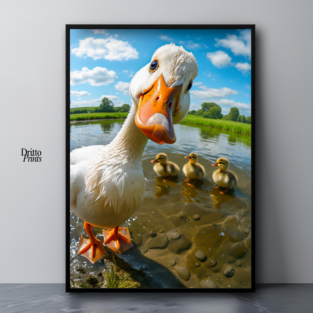 (FD15) Duck, Duck... Hello! - Framed matte paper poster