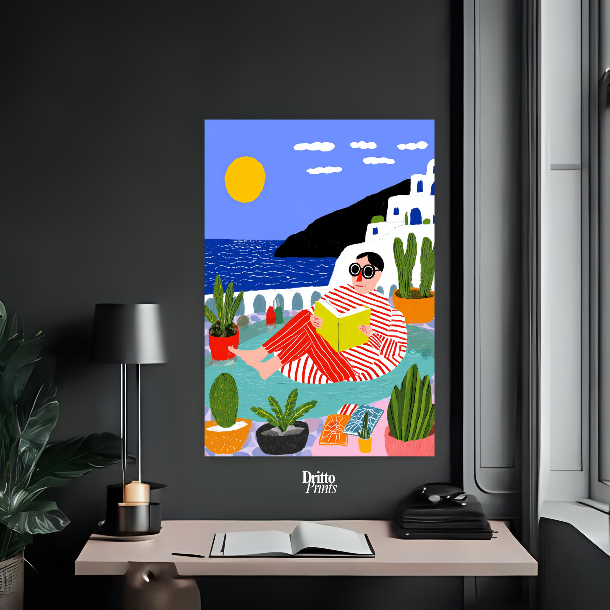 (PD38) Morning Glow at the Villa – 1980s Poolside Poster