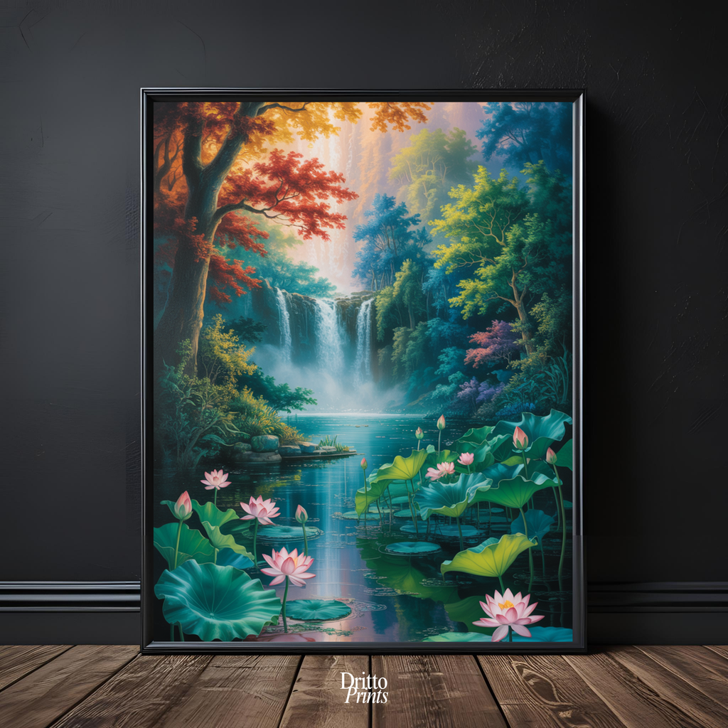 (FD26) Dream of the Lotus Falls - Framed matte paper poster