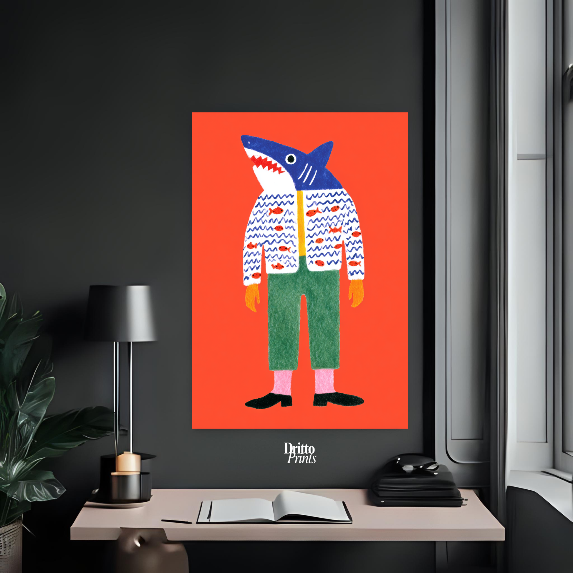 (PD33) Cyber Predator – High-Tech Shark Mask Poster