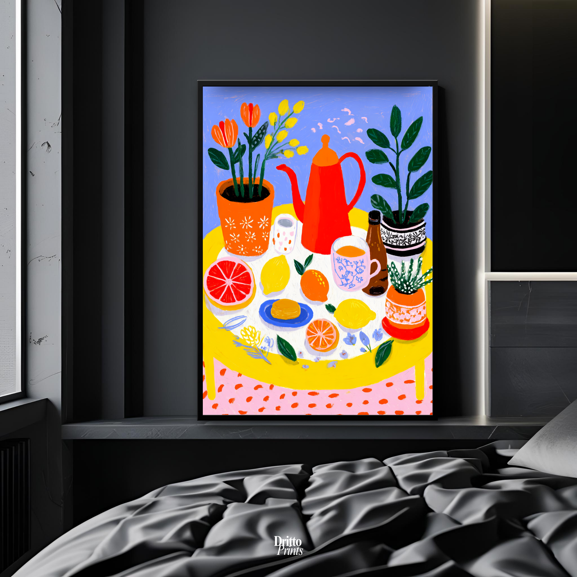 (FD44) Dacha Morning Table - Framed matte paper poster