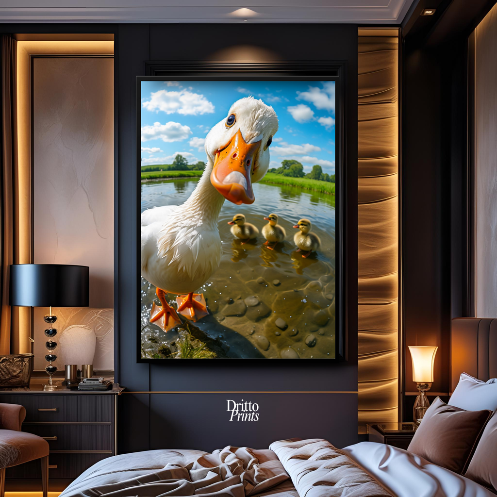 (FD15) Duck, Duck... Hello! - Framed matte paper poster
