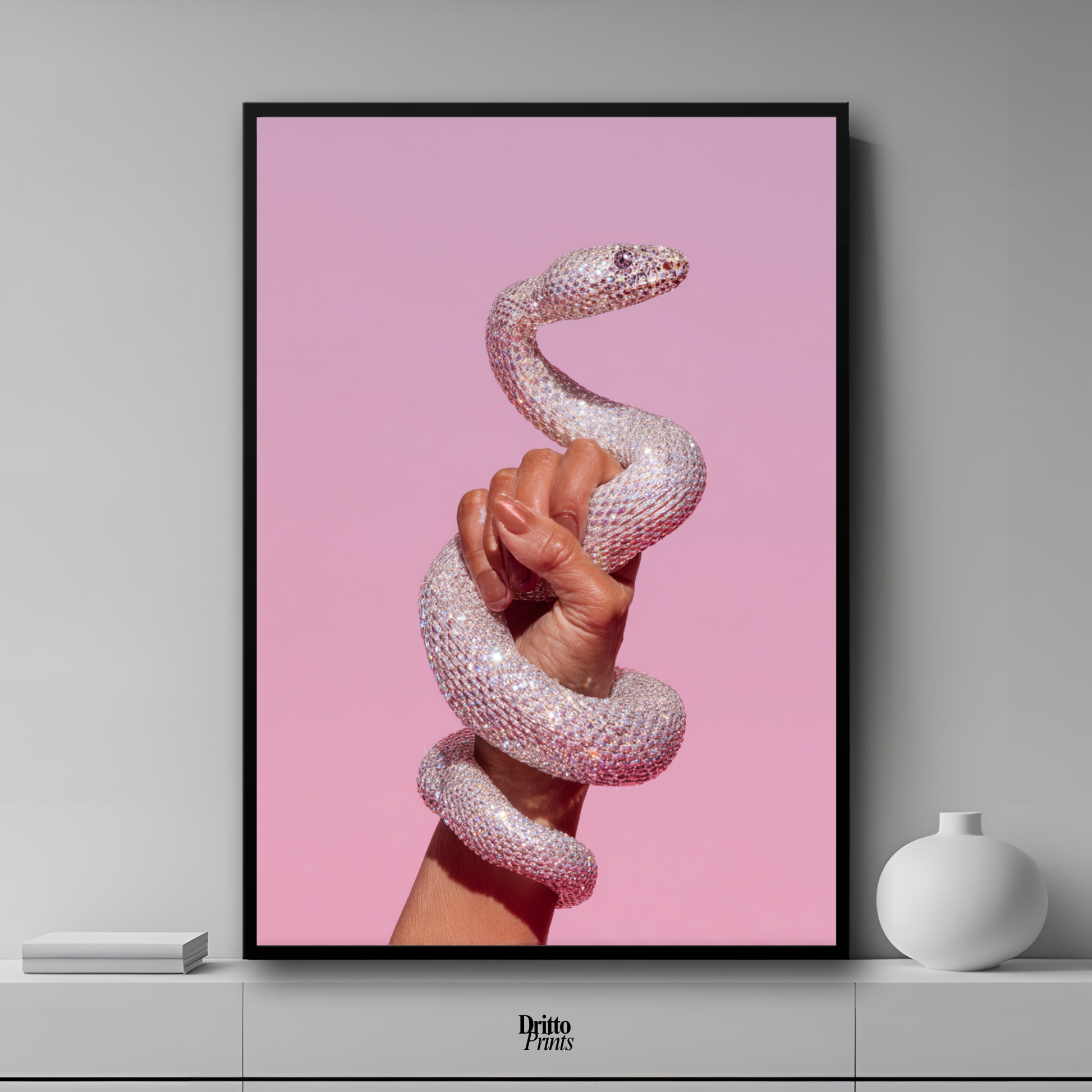 (FD31) Diamond Serpent in Her Hand - Framed matte paper poster