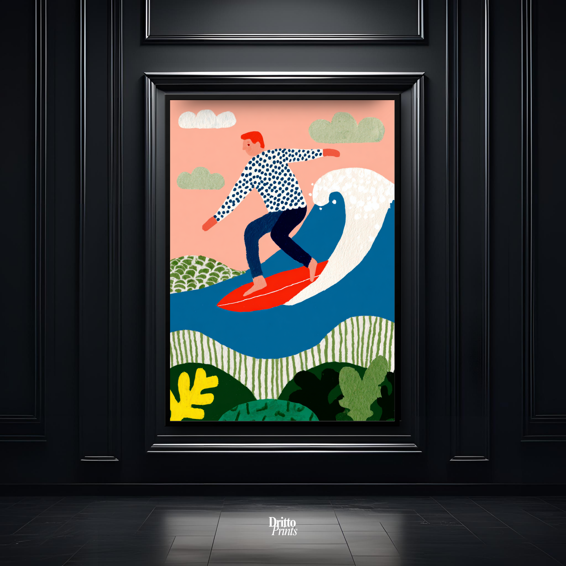 (FD39) Big Wave Ride – Framed matte paper poster