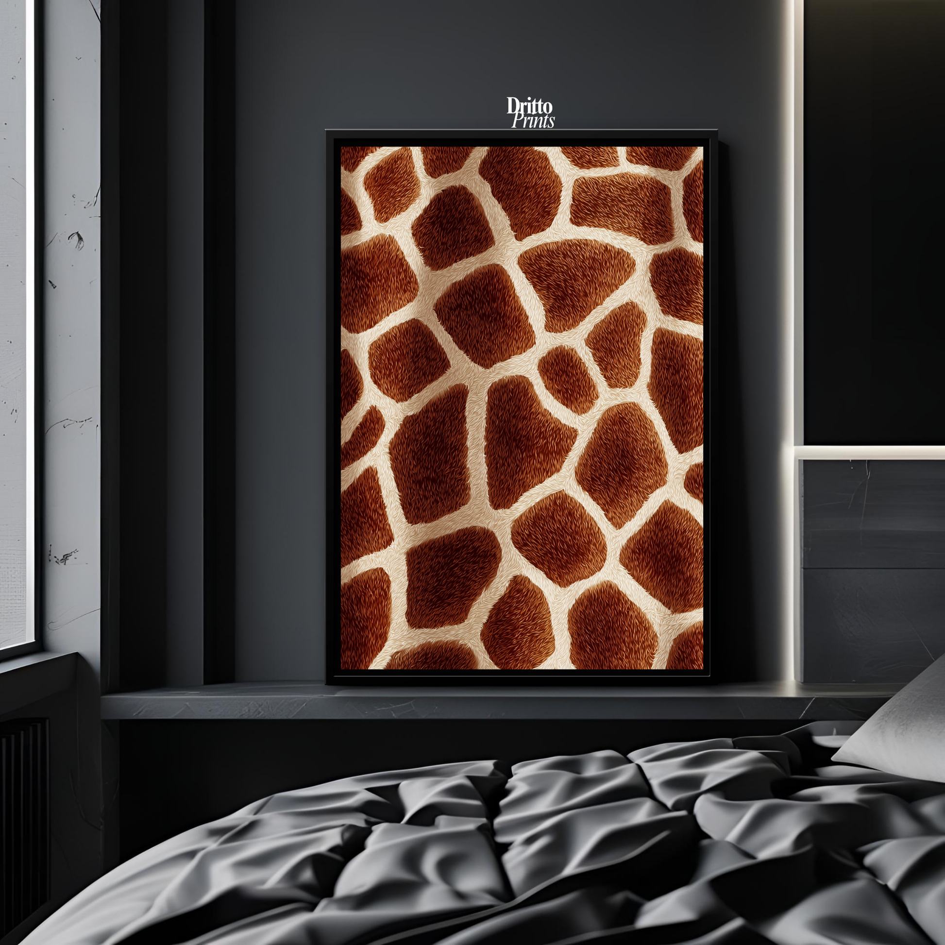 (CF7) Giraffe Stripes Skin Pattern - Framed canvas