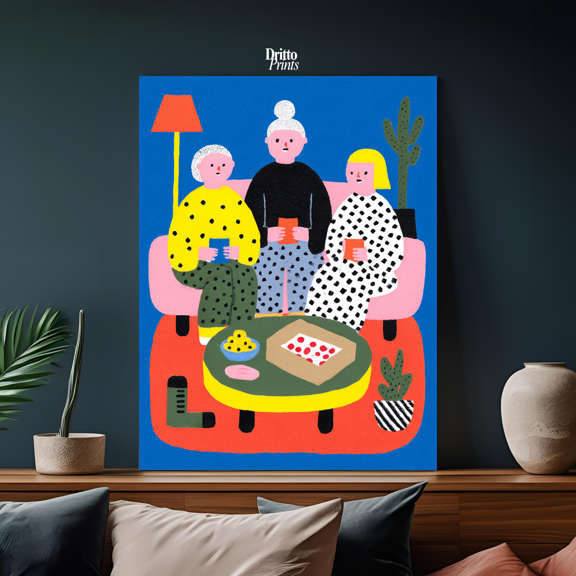 (PD36) Retro Sleepover – Pizza, Batman & 80s Living Room Poster
