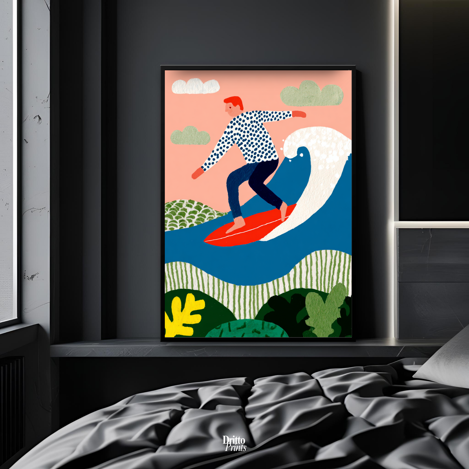 (FD39) Big Wave Ride – Framed matte paper poster