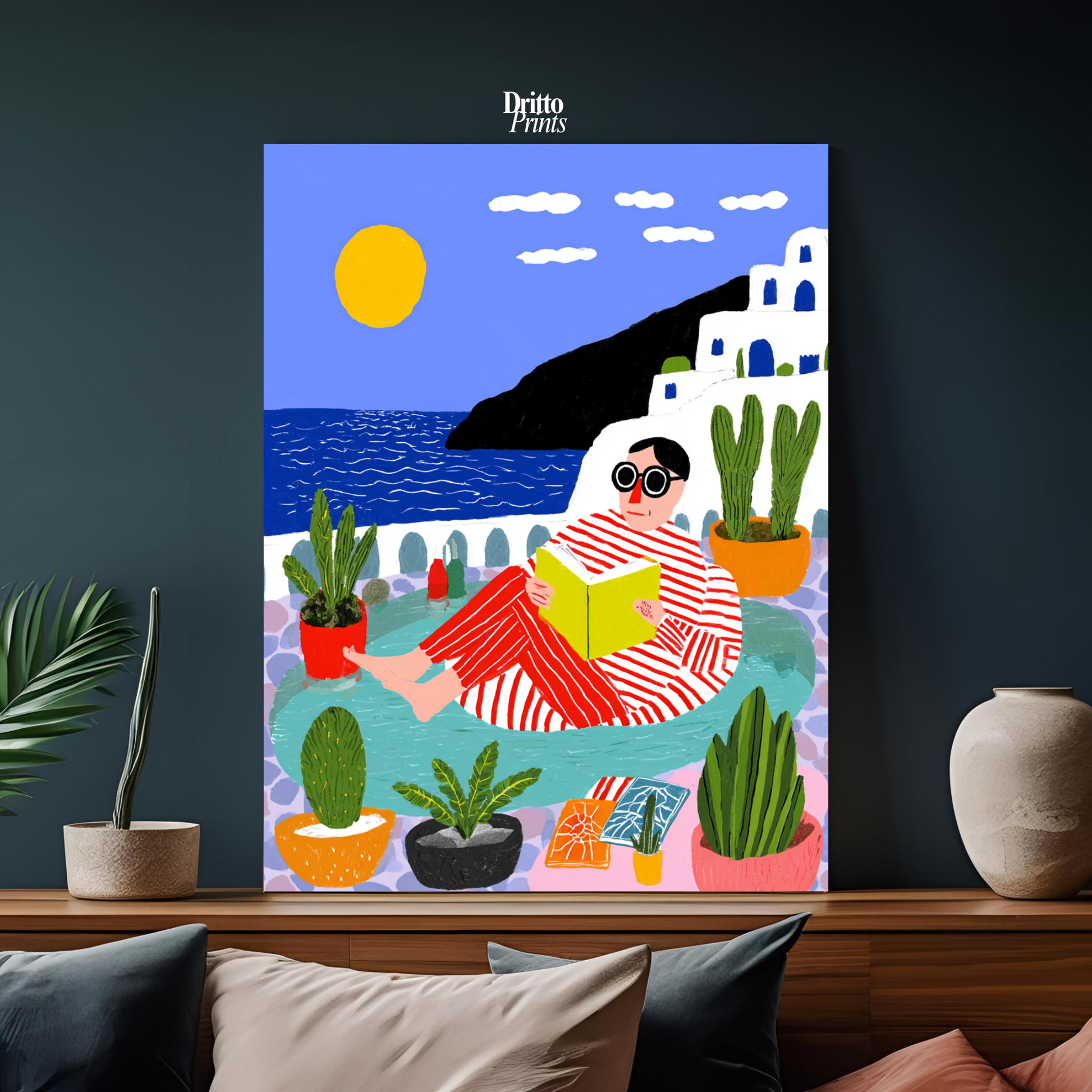 (PD38) Morning Glow at the Villa – 1980s Poolside Poster