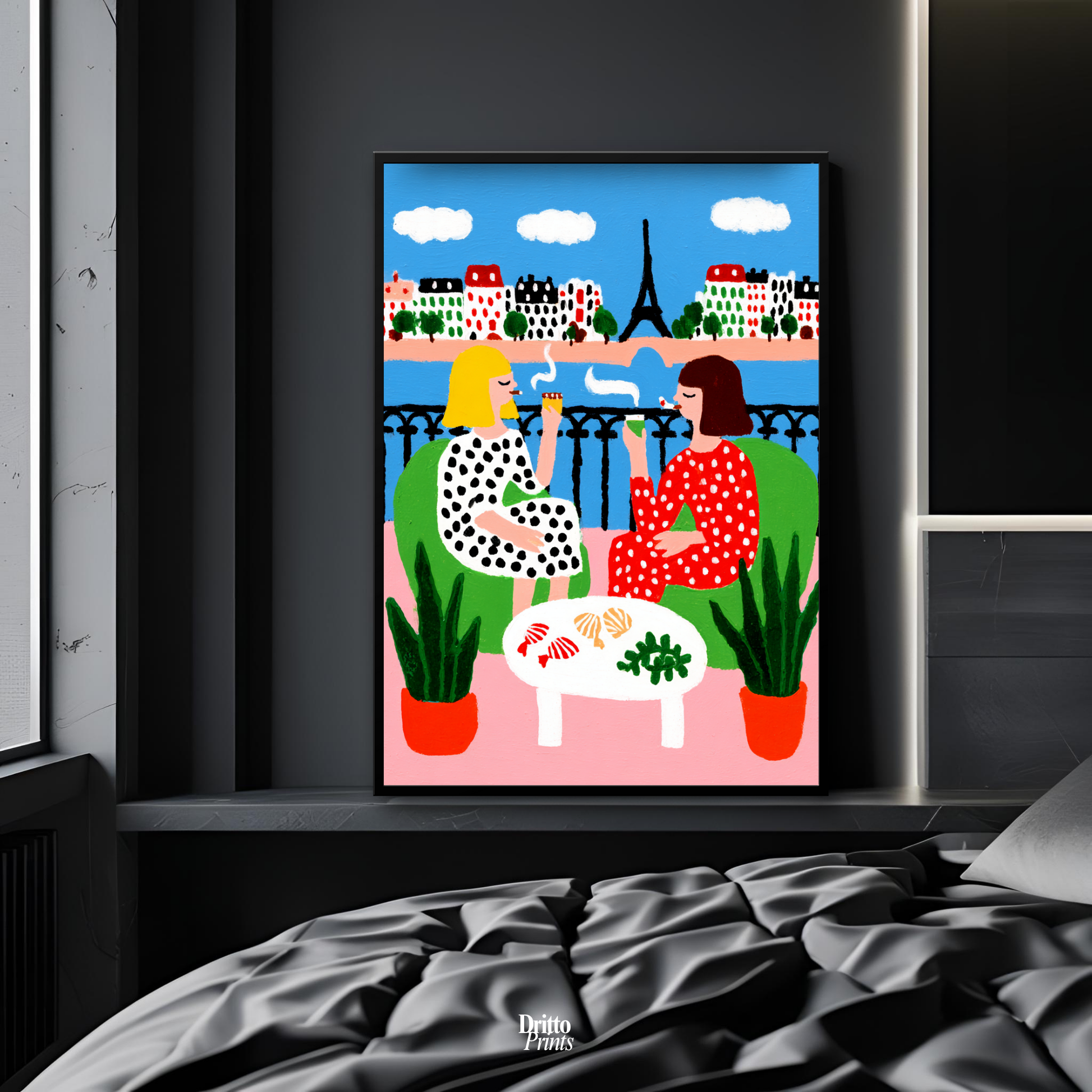 (FD36) Balcony Moments in Paris – Matisse Style Framed Matte Paper Poster