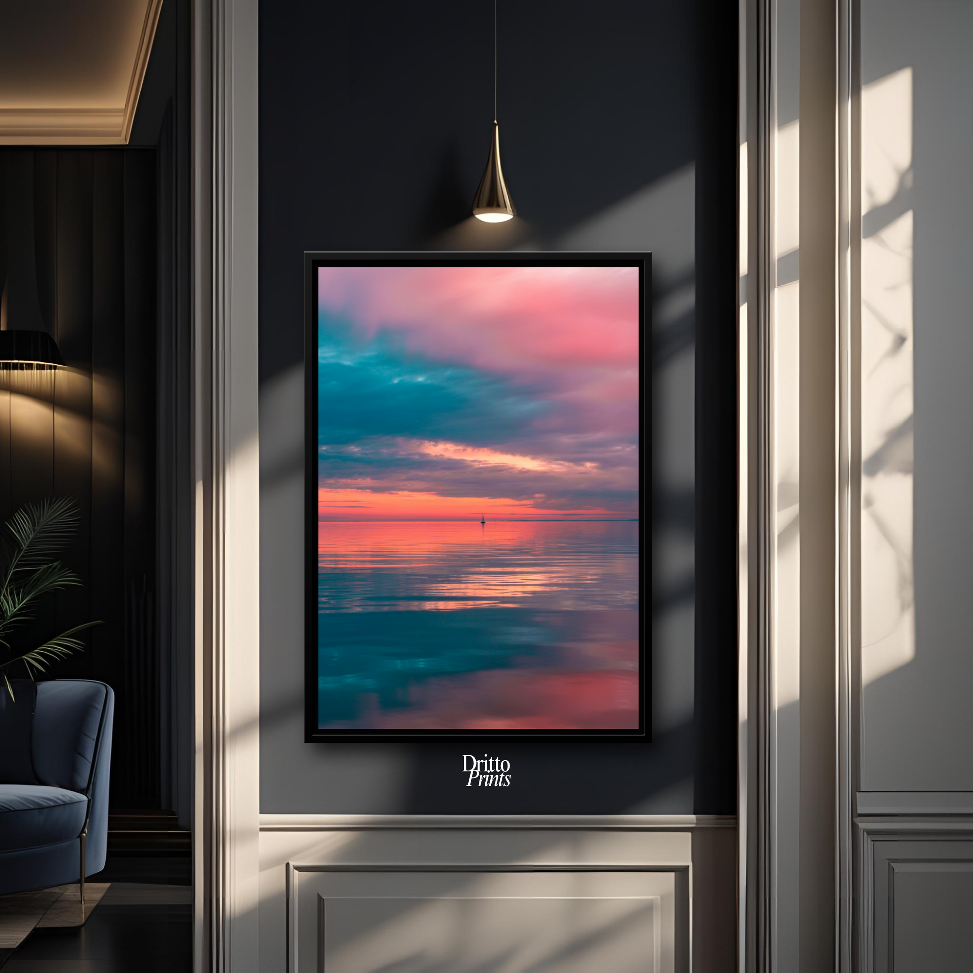 (CF4) Tranquil Neon Dawn - Framed canvas