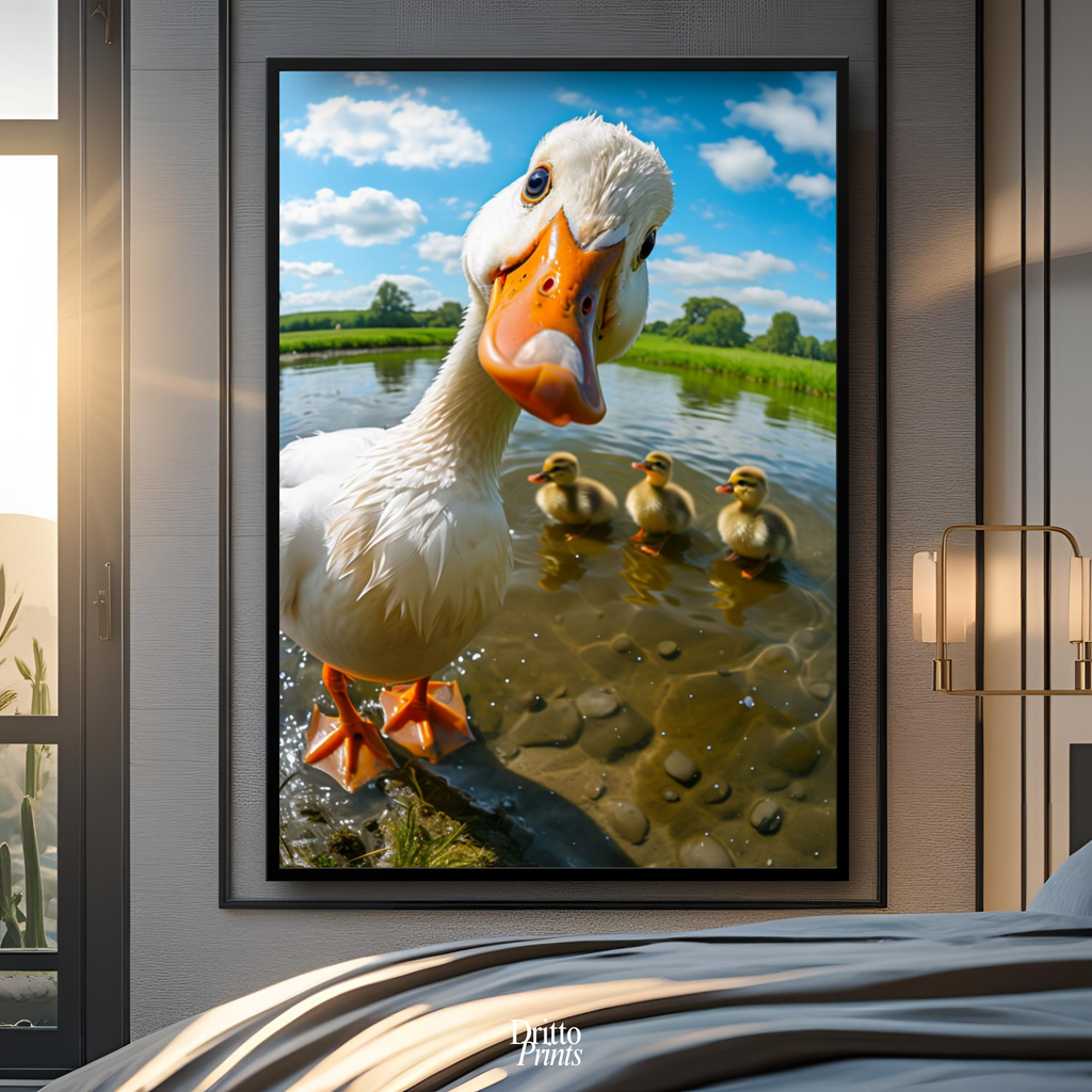 (FD15) Duck, Duck... Hello! - Framed matte paper poster