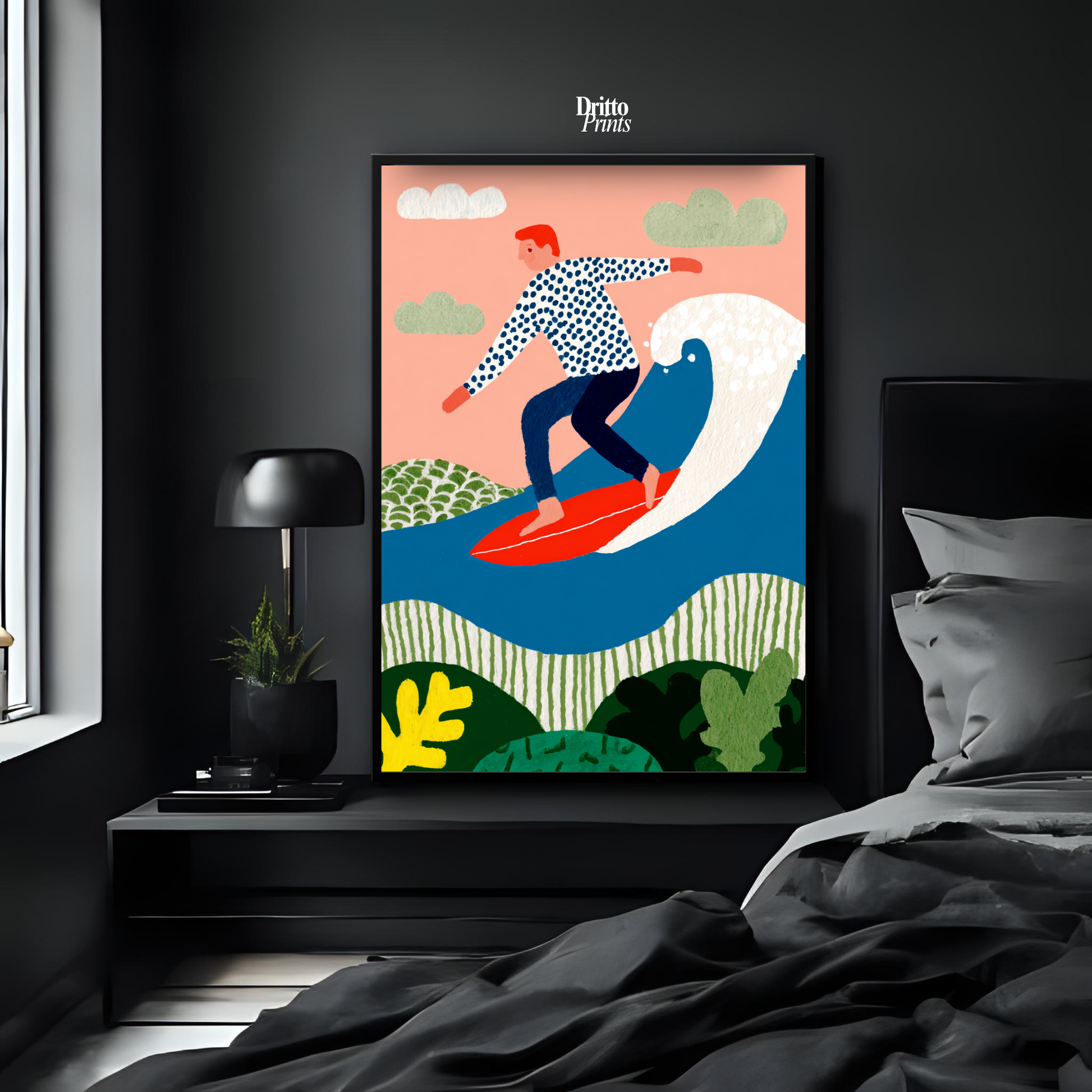 (FD39) Big Wave Ride – Framed matte paper poster