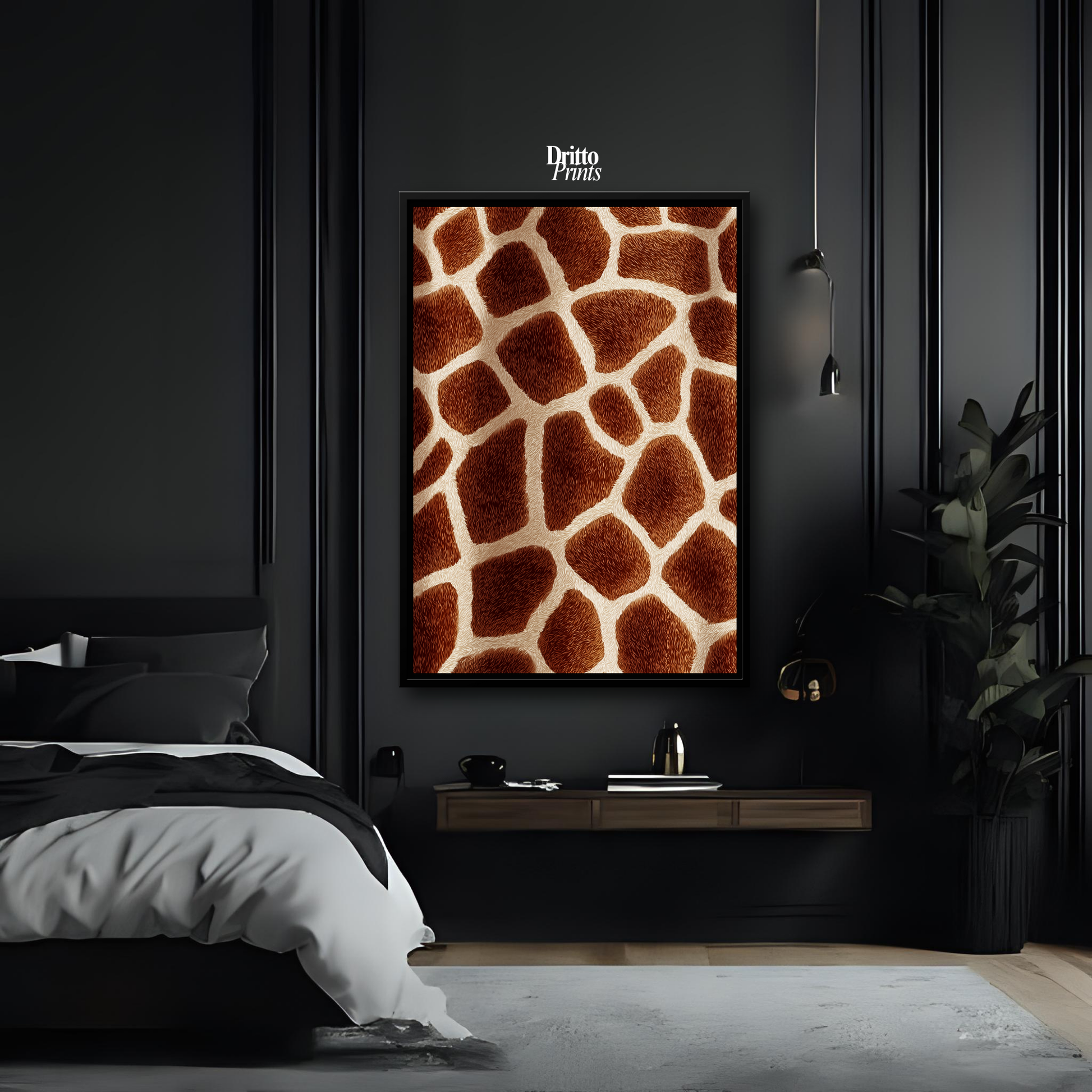(CF7) Giraffe Stripes Skin Pattern - Framed canvas