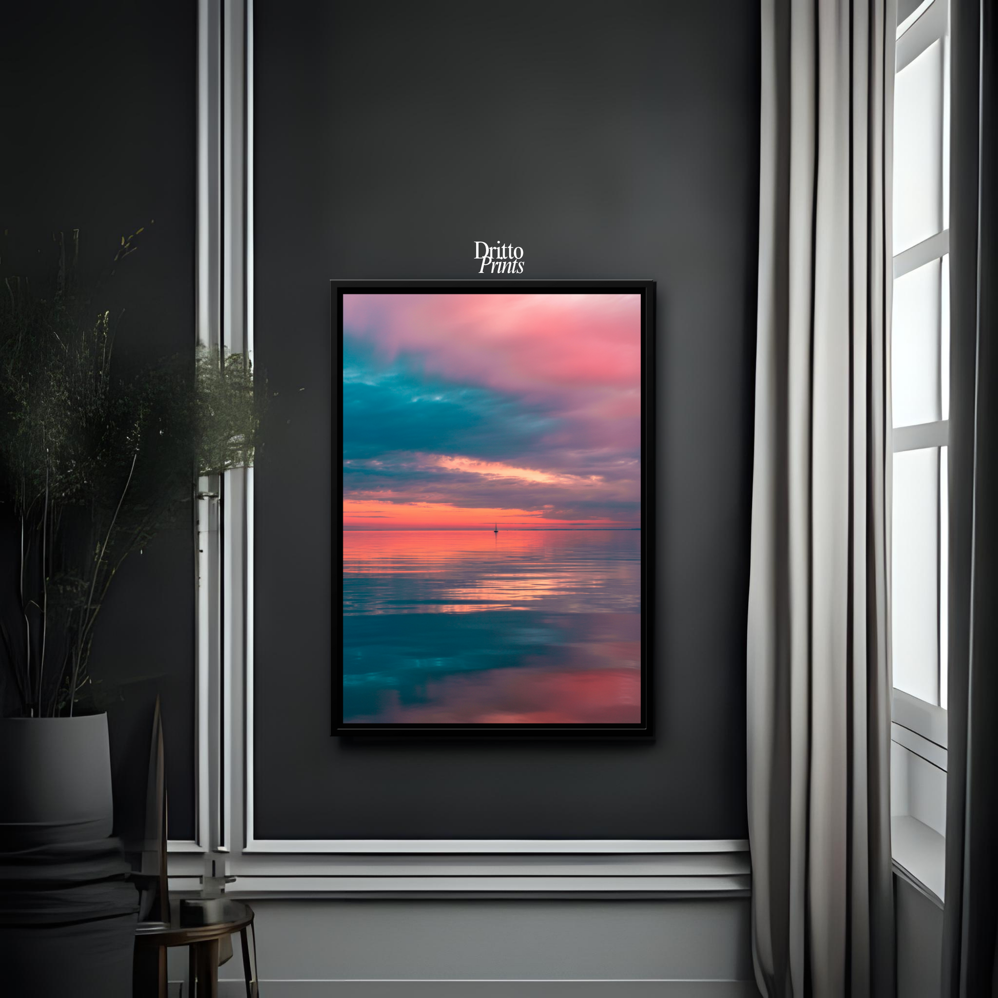 (CF4) Tranquil Neon Dawn - Framed canvas
