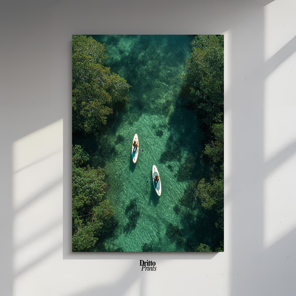 (PD25) Paddleboard Serenity – Florida from Above Poster