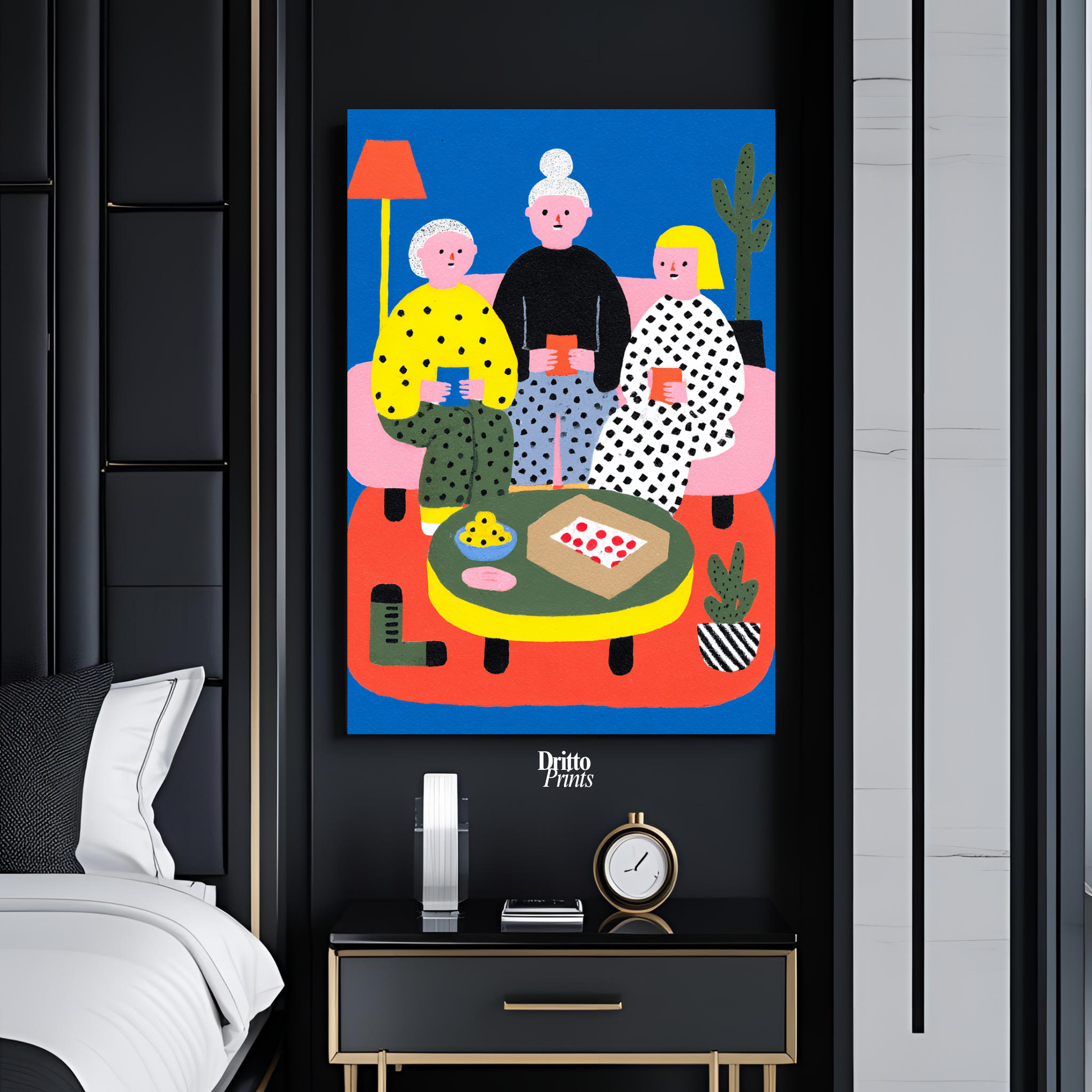(PD36) Retro Sleepover – Pizza, Batman & 80s Living Room Poster