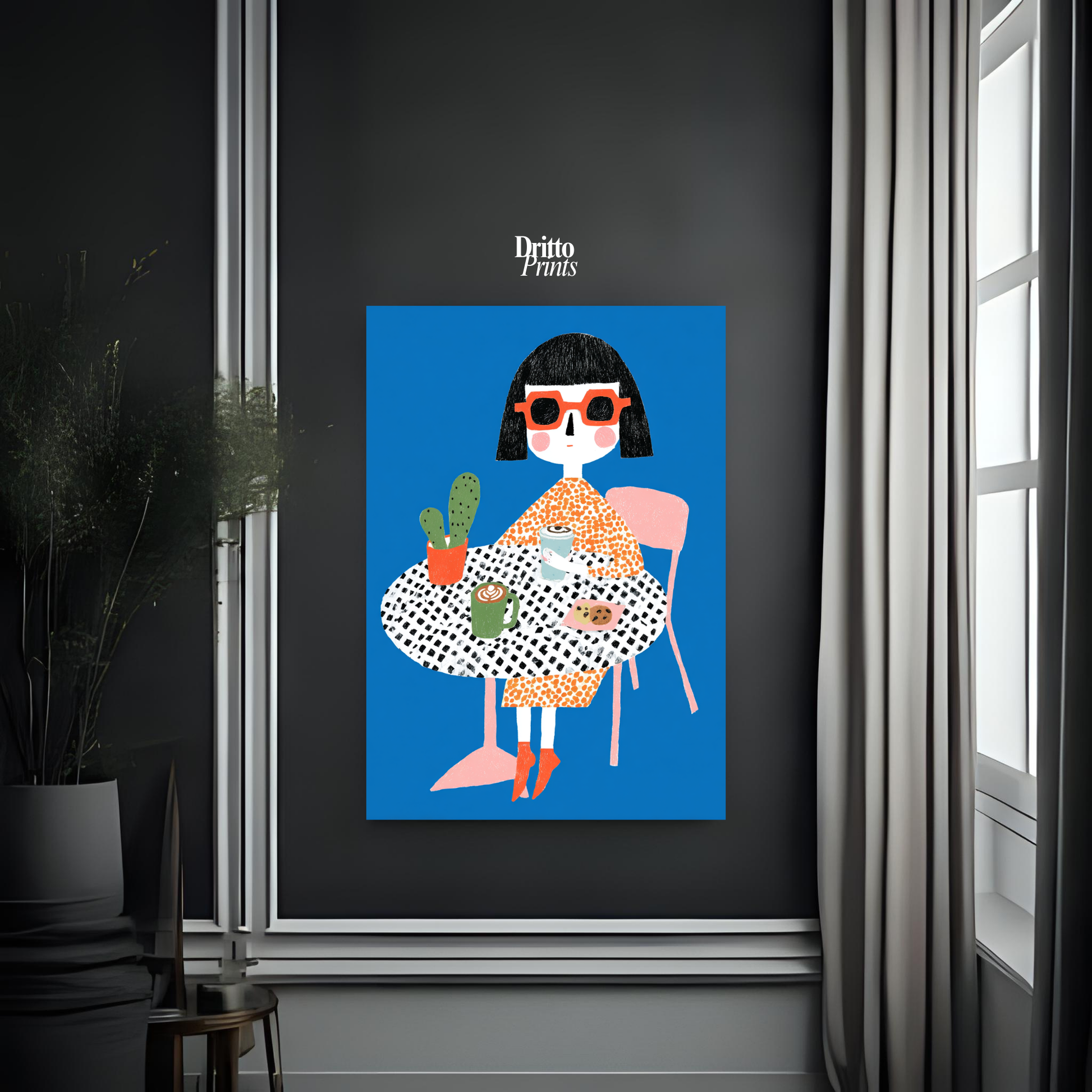 (PD42) Woman At Cafe - Poster