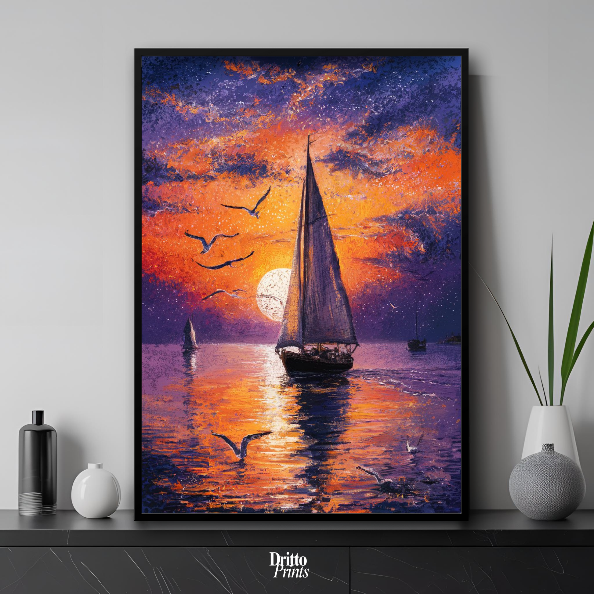 (FD31) When the Sea Glows - Framed matte paper poster