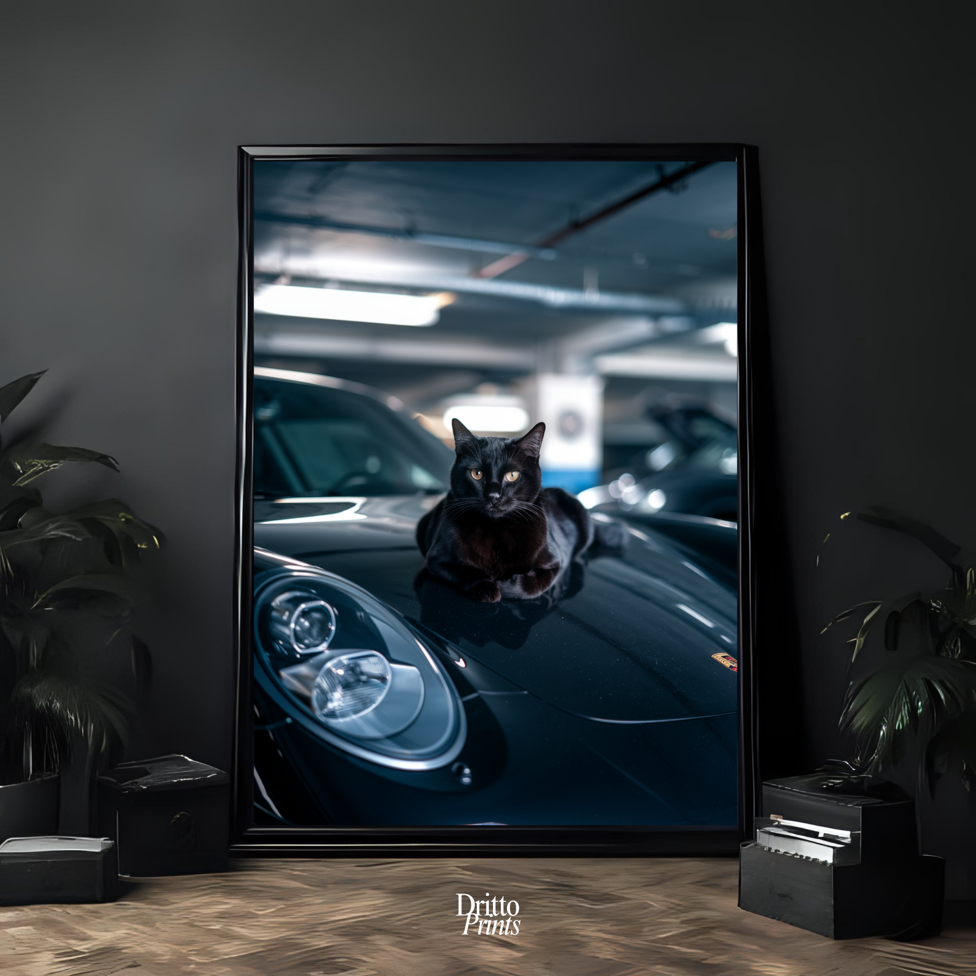 (FD9) Black Cat Turbo - Framed matte paper poster