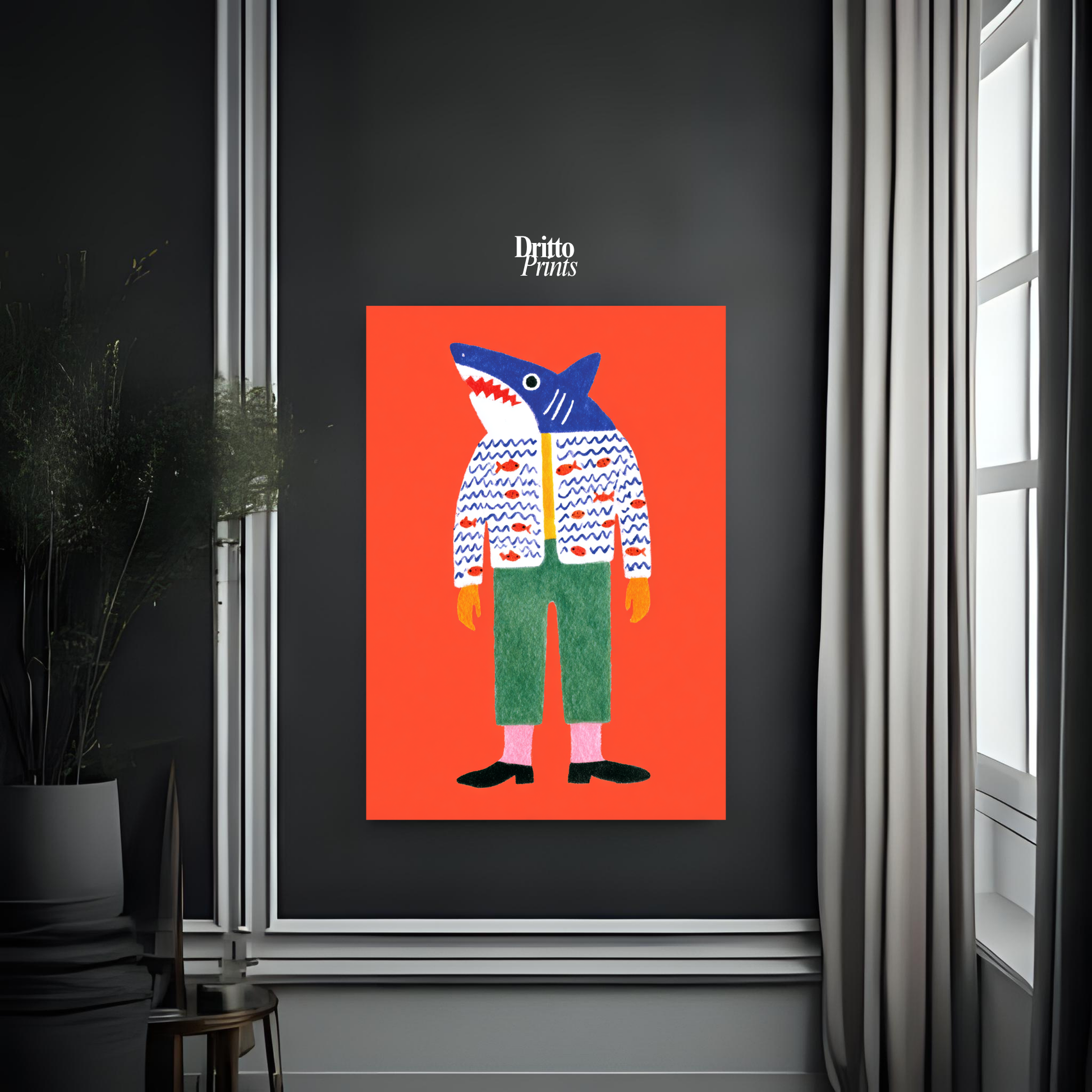 (PD33) Cyber Predator – High-Tech Shark Mask Poster