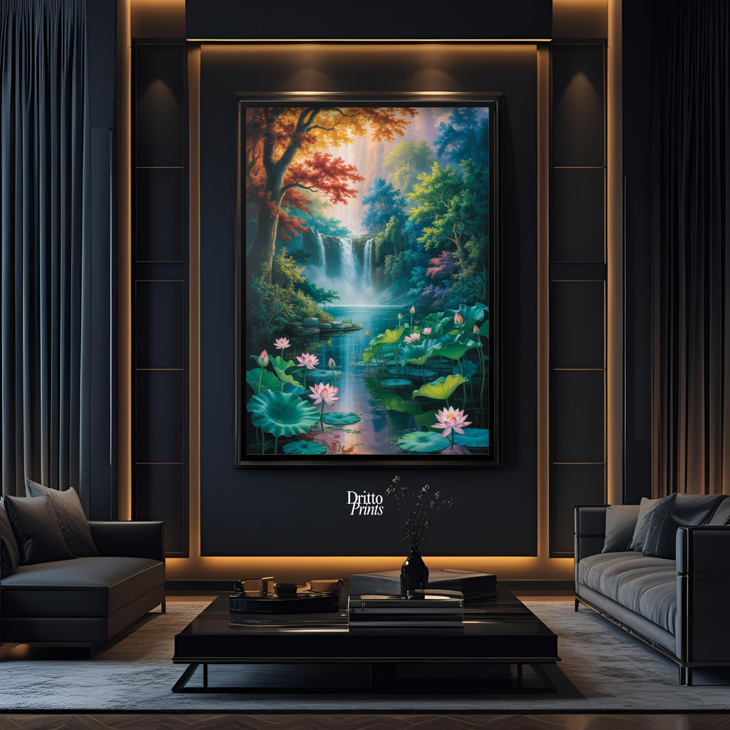 (FD26) Dream of the Lotus Falls - Framed matte paper poster