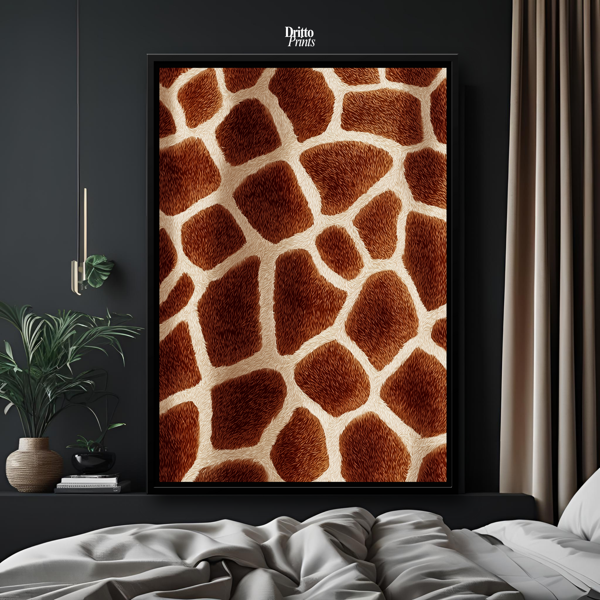 (CF7) Giraffe Stripes Skin Pattern - Framed canvas