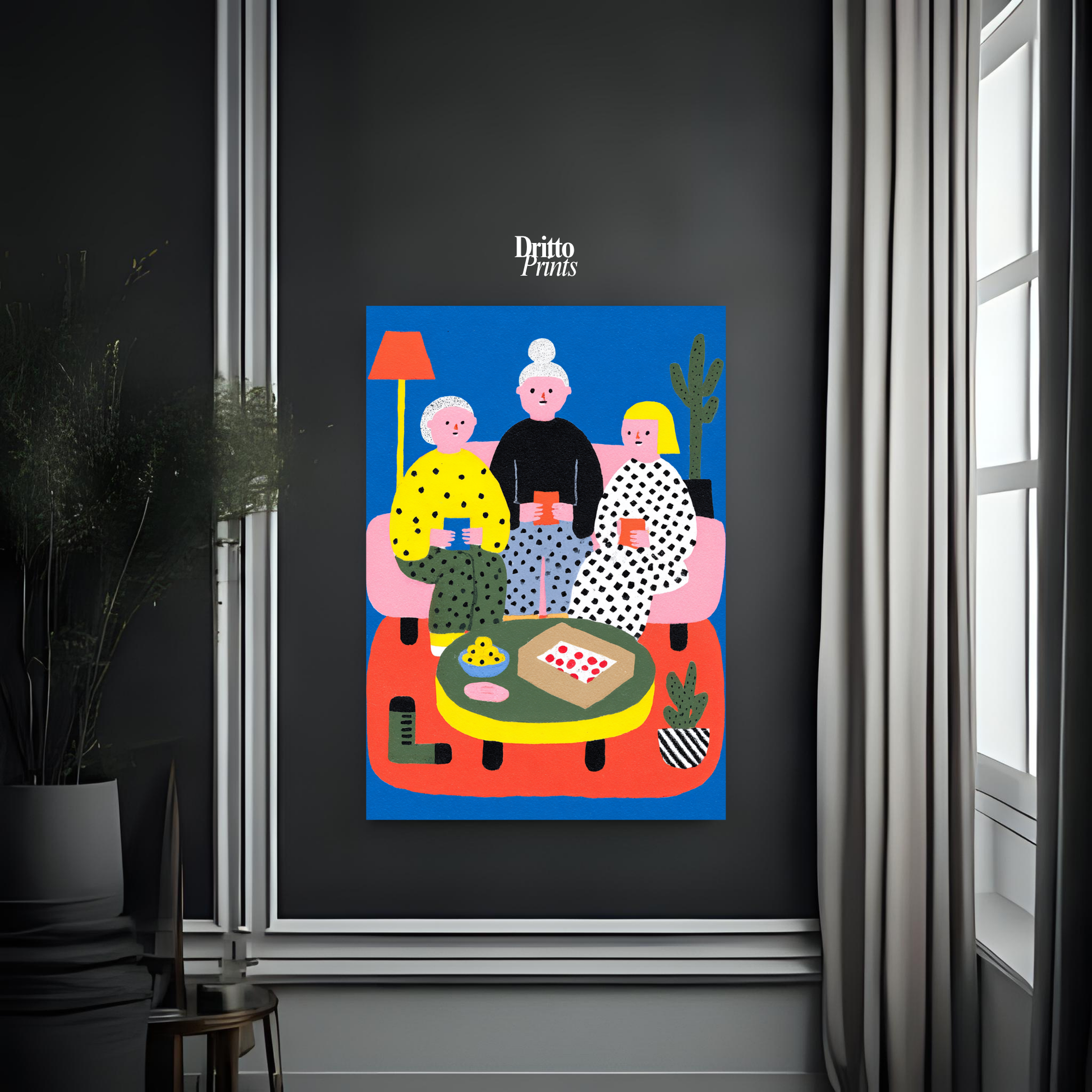 (PD36) Retro Sleepover – Pizza, Batman & 80s Living Room Poster