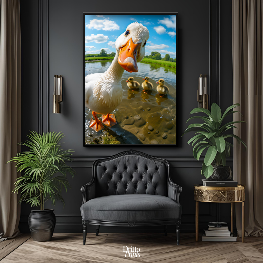 (FD15) Duck, Duck... Hello! - Framed matte paper poster