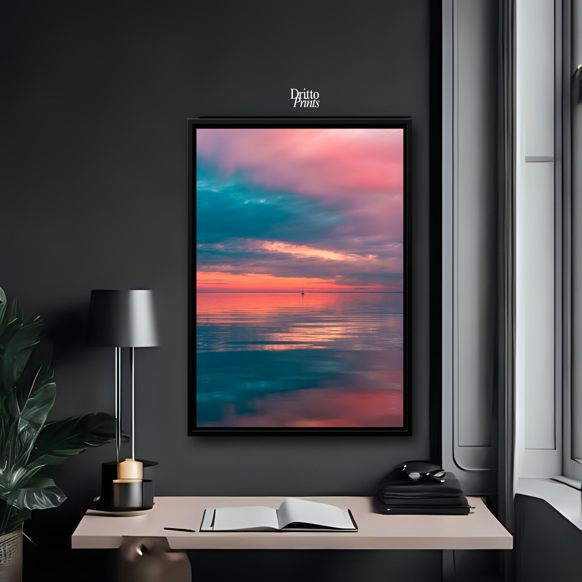 (CF4) Tranquil Neon Dawn - Framed canvas