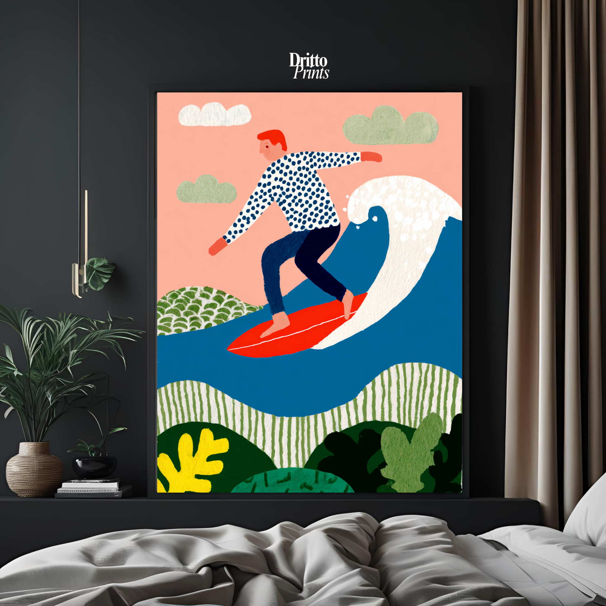 (FD39) Big Wave Ride – Framed matte paper poster