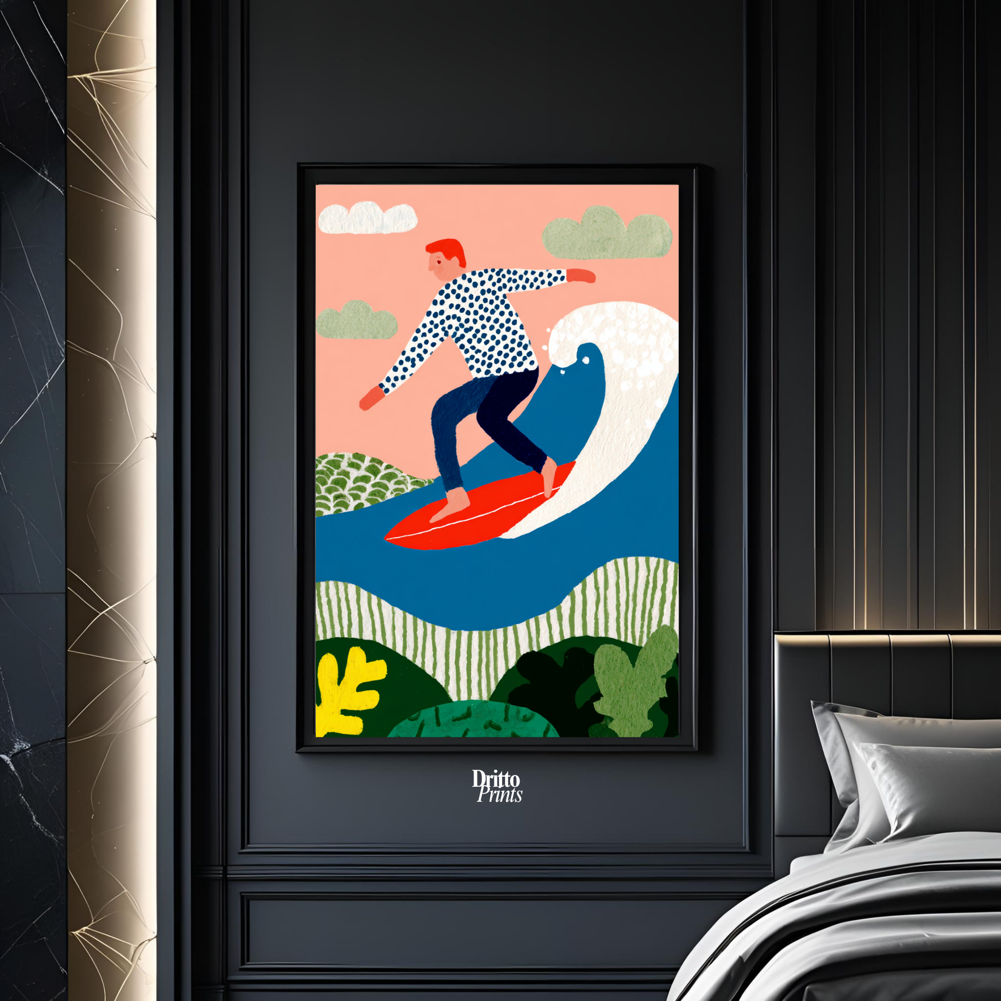 (FD39) Big Wave Ride – Framed matte paper poster