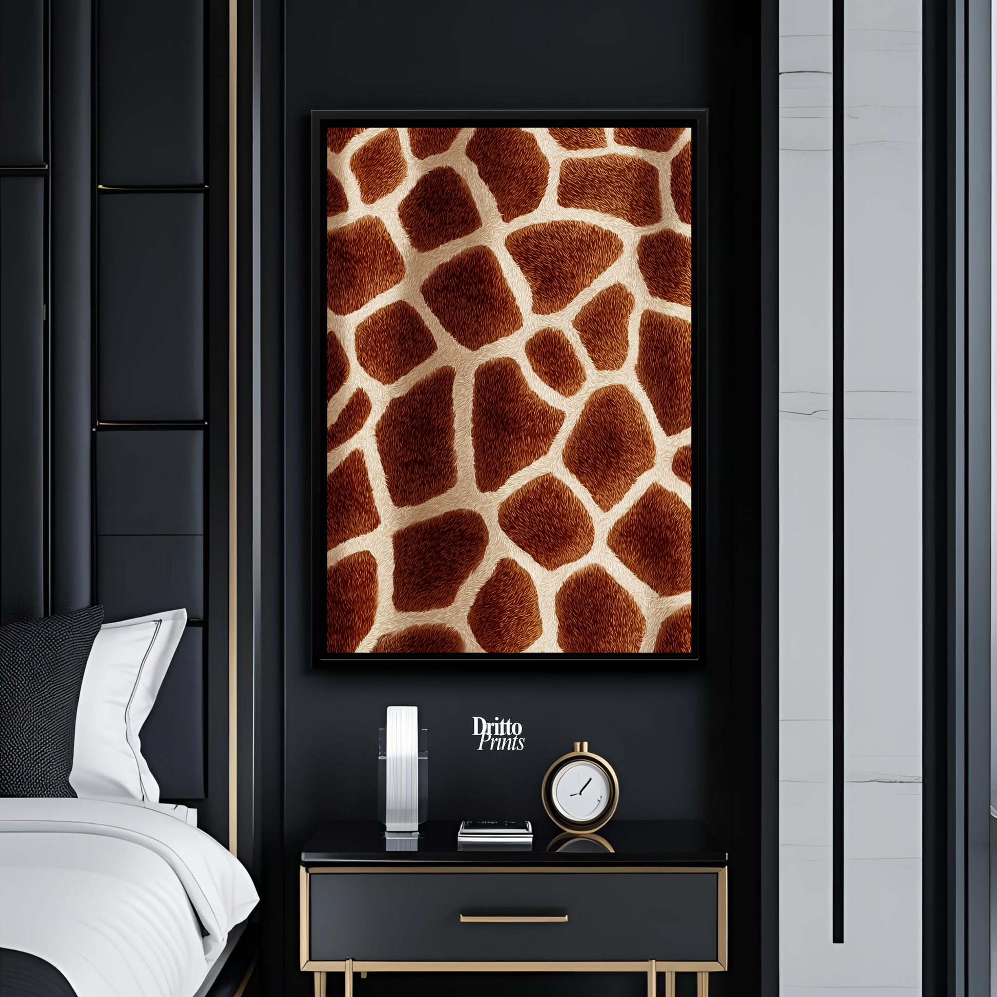 (CF7) Giraffe Stripes Skin Pattern - Framed canvas