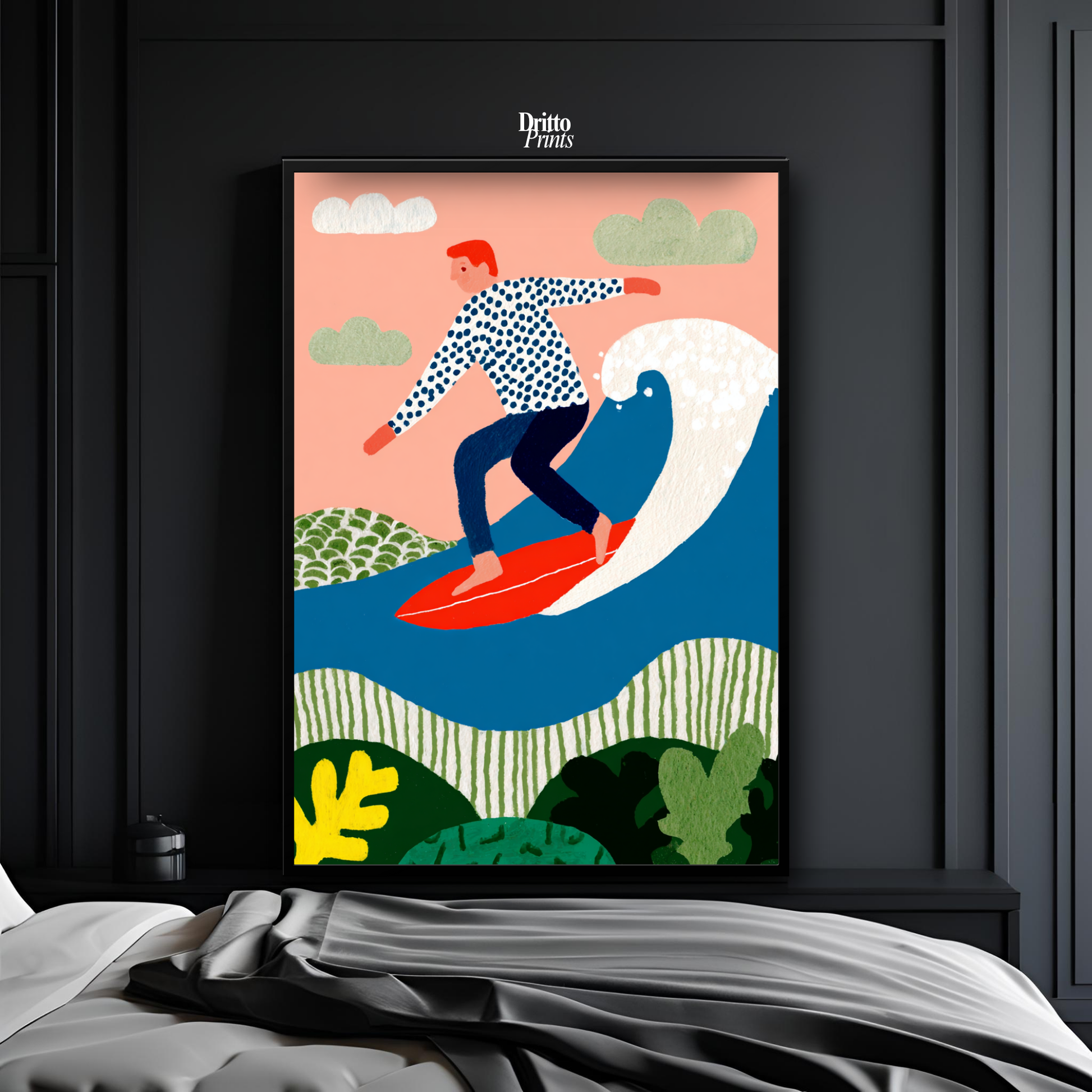 (FD39) Big Wave Ride – Framed matte paper poster