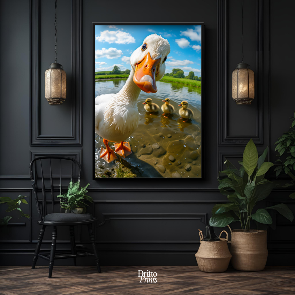 (FD15) Duck, Duck... Hello! - Framed matte paper poster