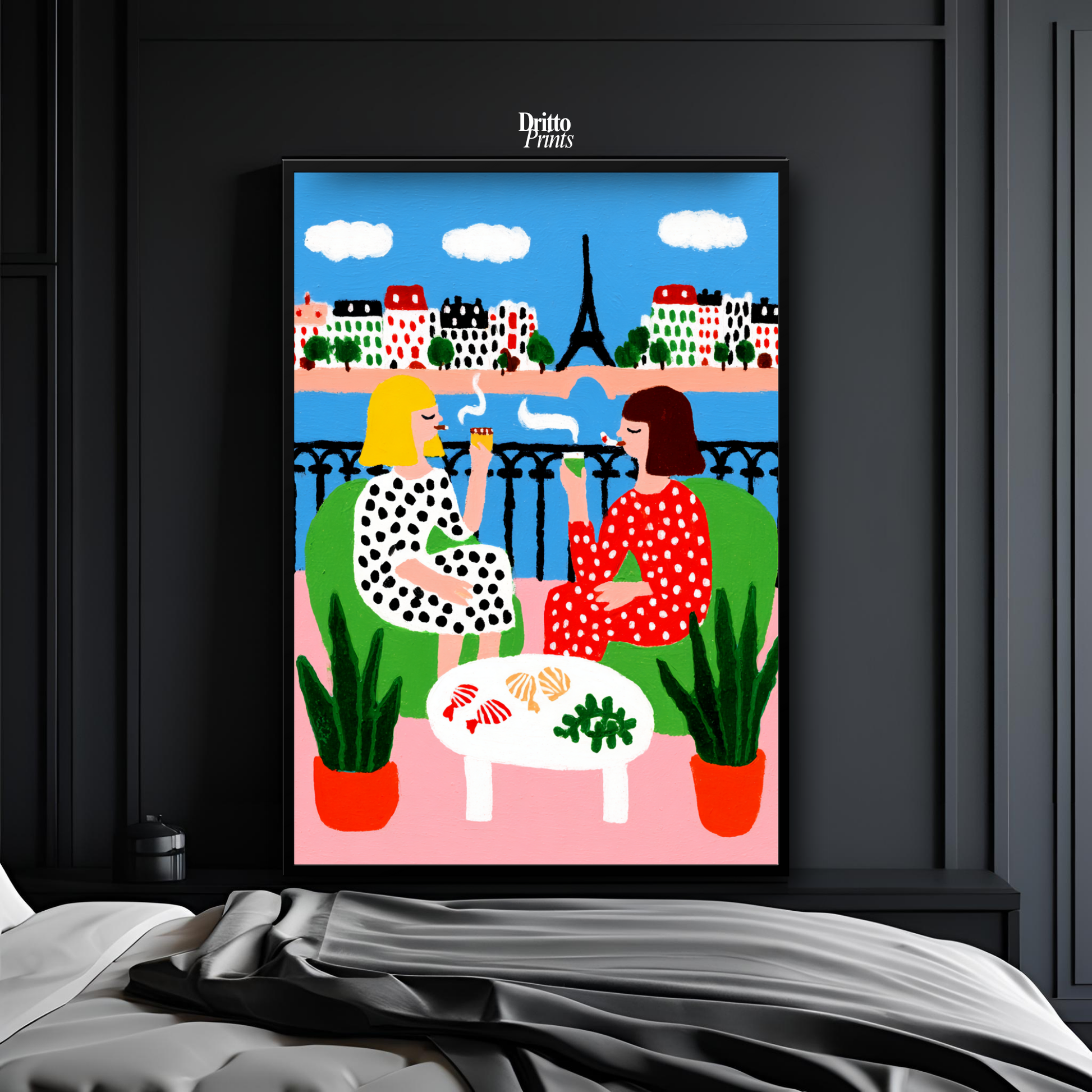 (FD36) Balcony Moments in Paris – Matisse Style Framed Matte Paper Poster