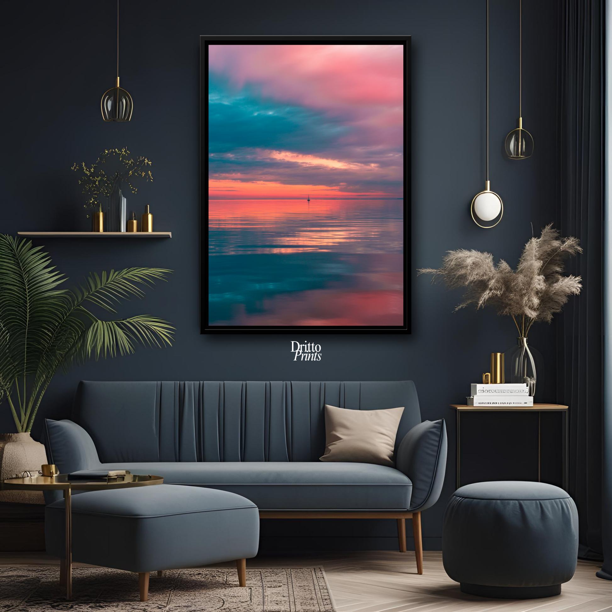 (CF4) Tranquil Neon Dawn - Framed canvas
