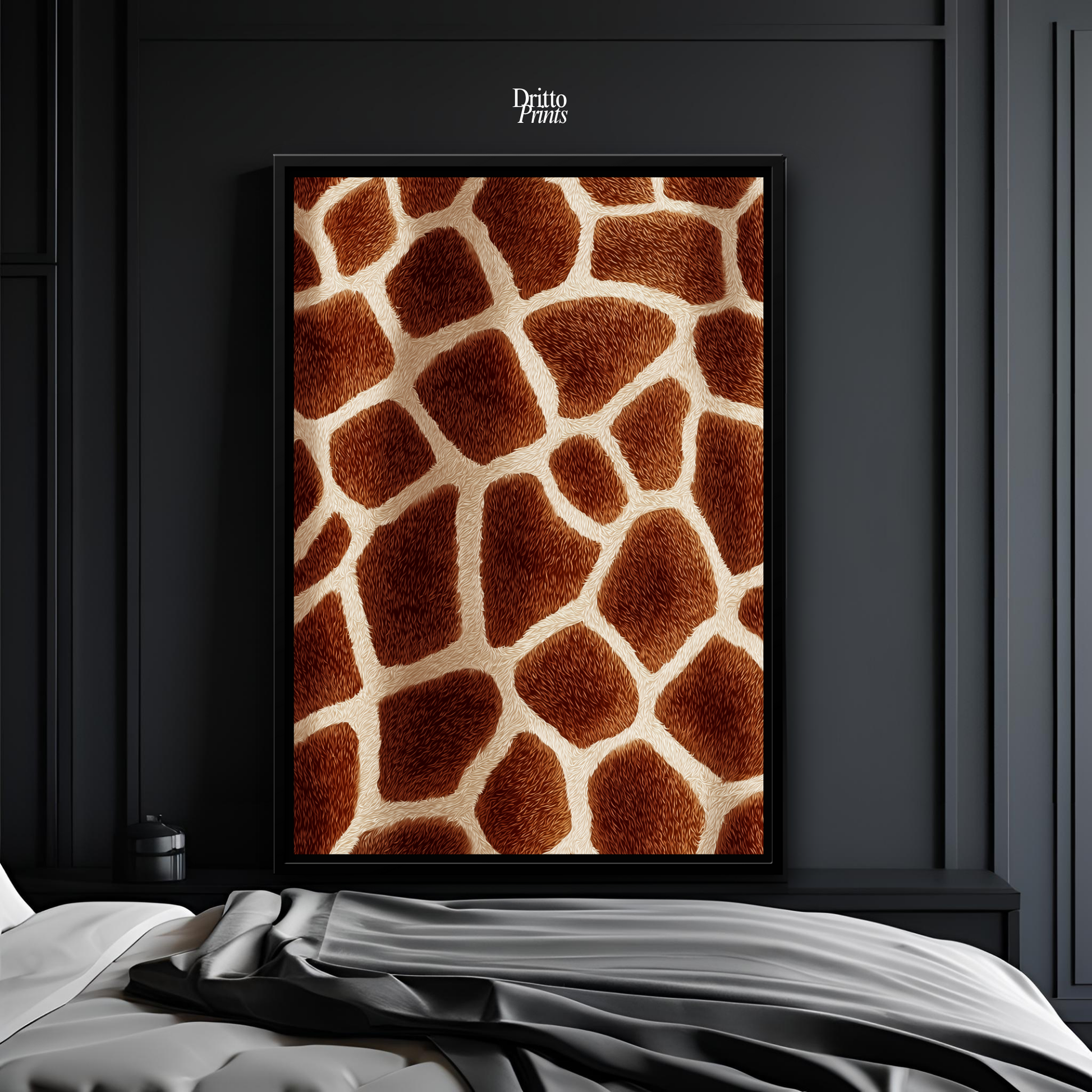 (CF7) Giraffe Stripes Skin Pattern - Framed canvas