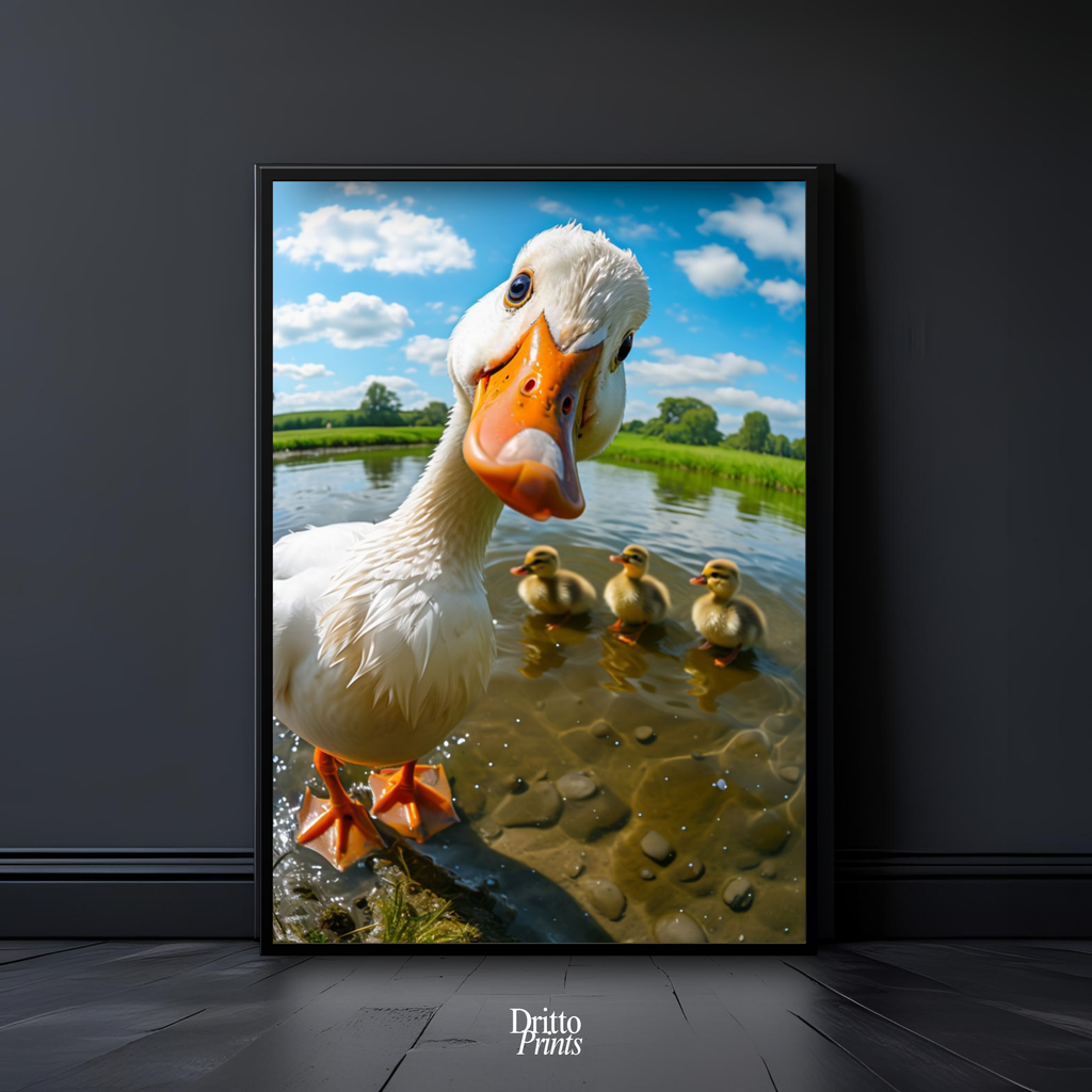 (FD15) Duck, Duck... Hello! - Framed matte paper poster