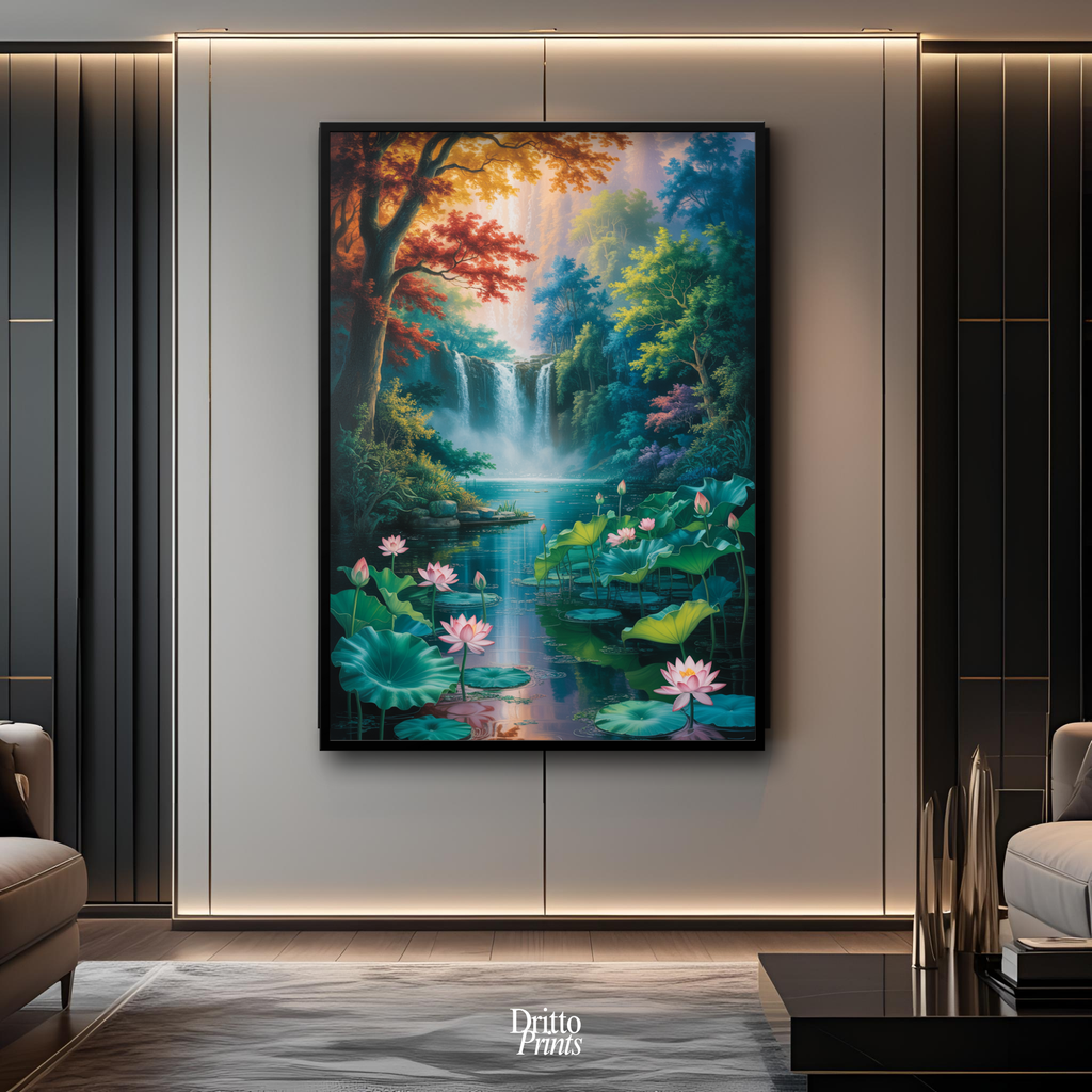 (FD26) Dream of the Lotus Falls - Framed matte paper poster