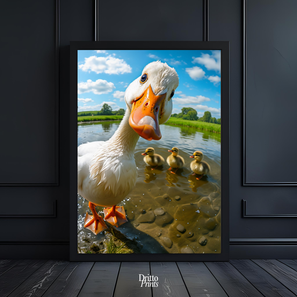 (FD15) Duck, Duck... Hello! - Framed matte paper poster