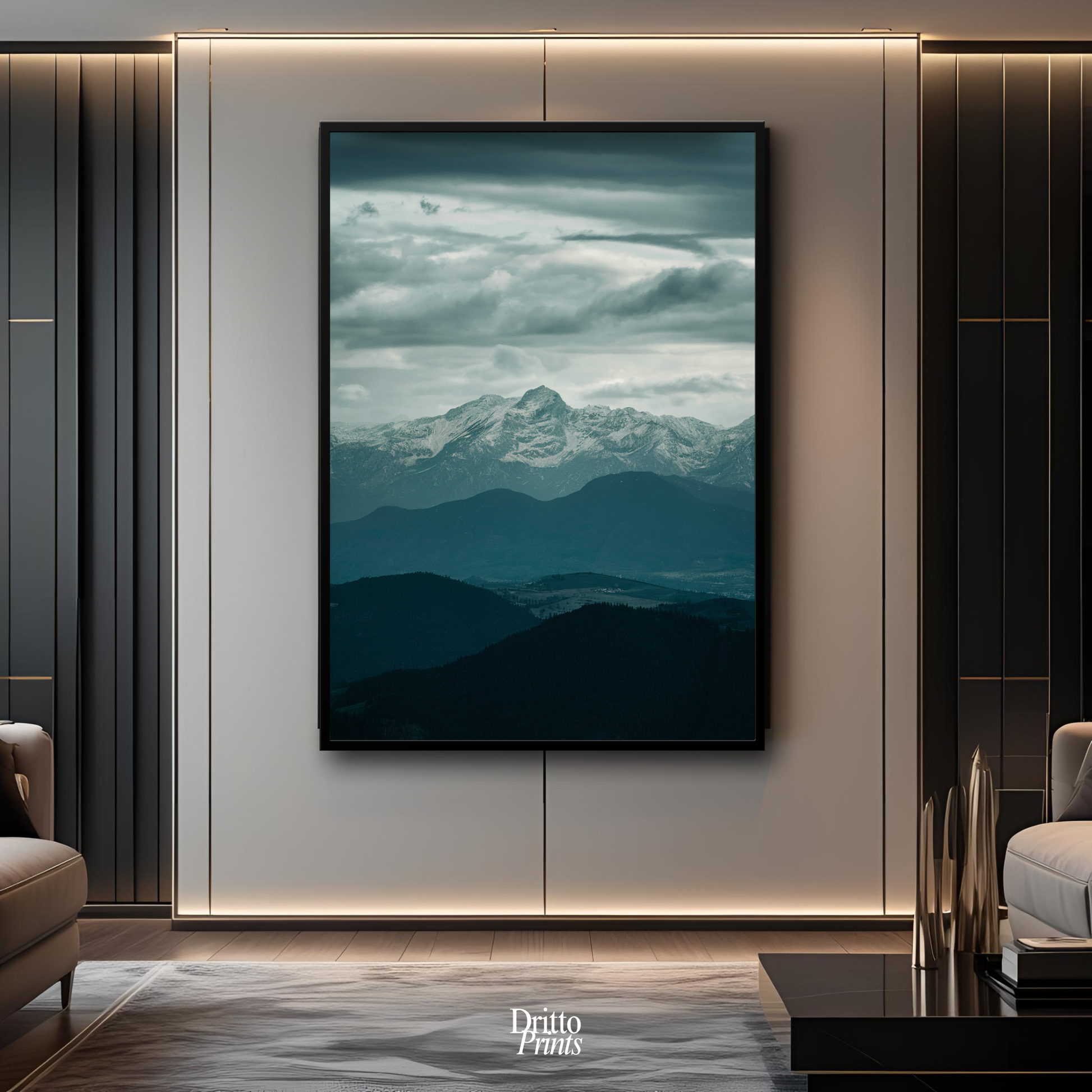 (FD24) Veil of Mountains - Framed matte paper poster