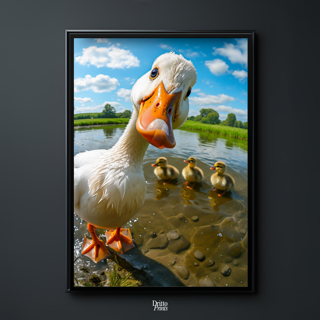 (FD15) Duck, Duck... Hello! - Framed matte paper poster